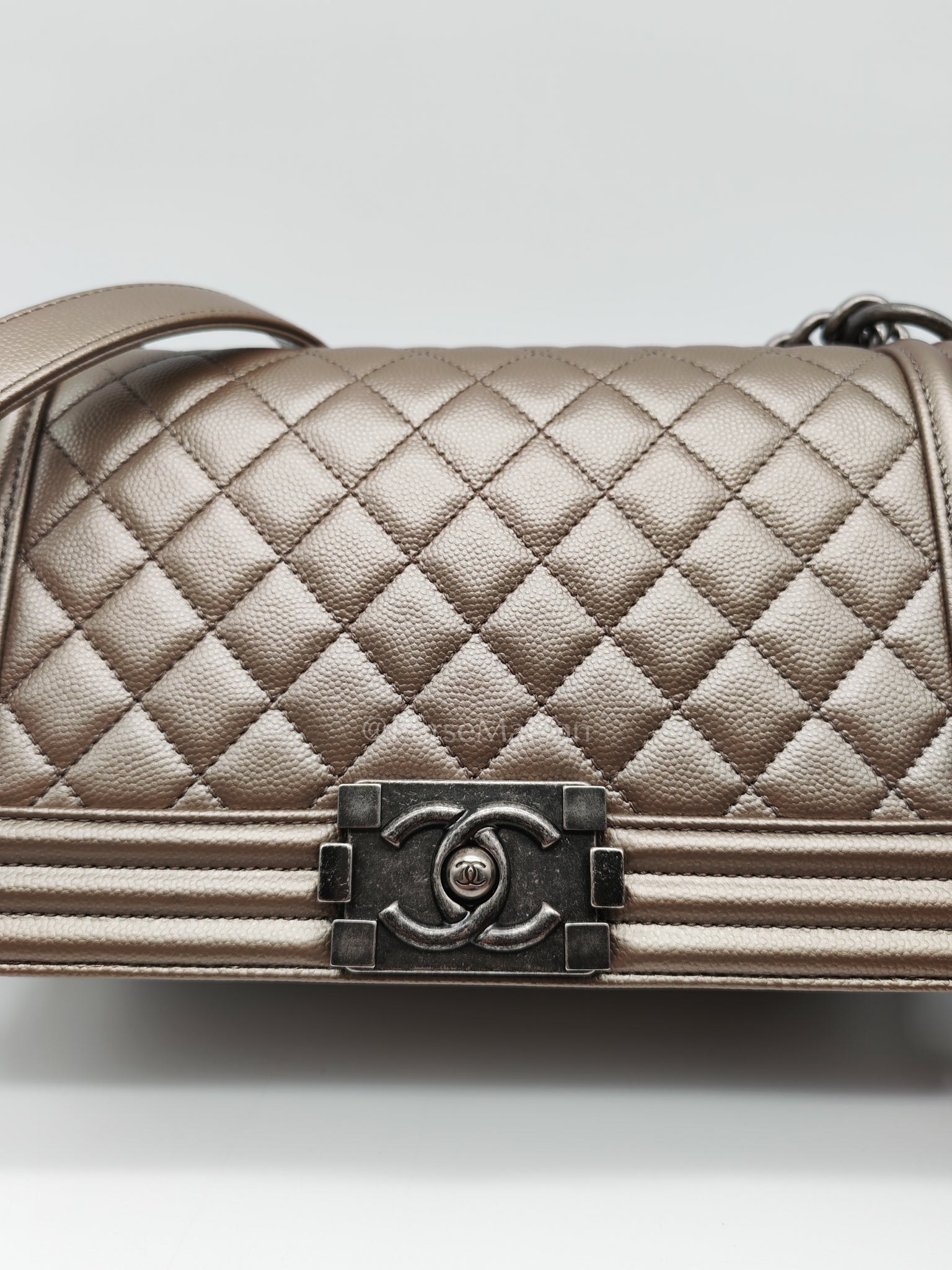 Le Boy old Medium in Metallic Bronze Caviar Leather & Ruthenium Hardware (Series 24) | Purse Maison Luxury Bags Shop