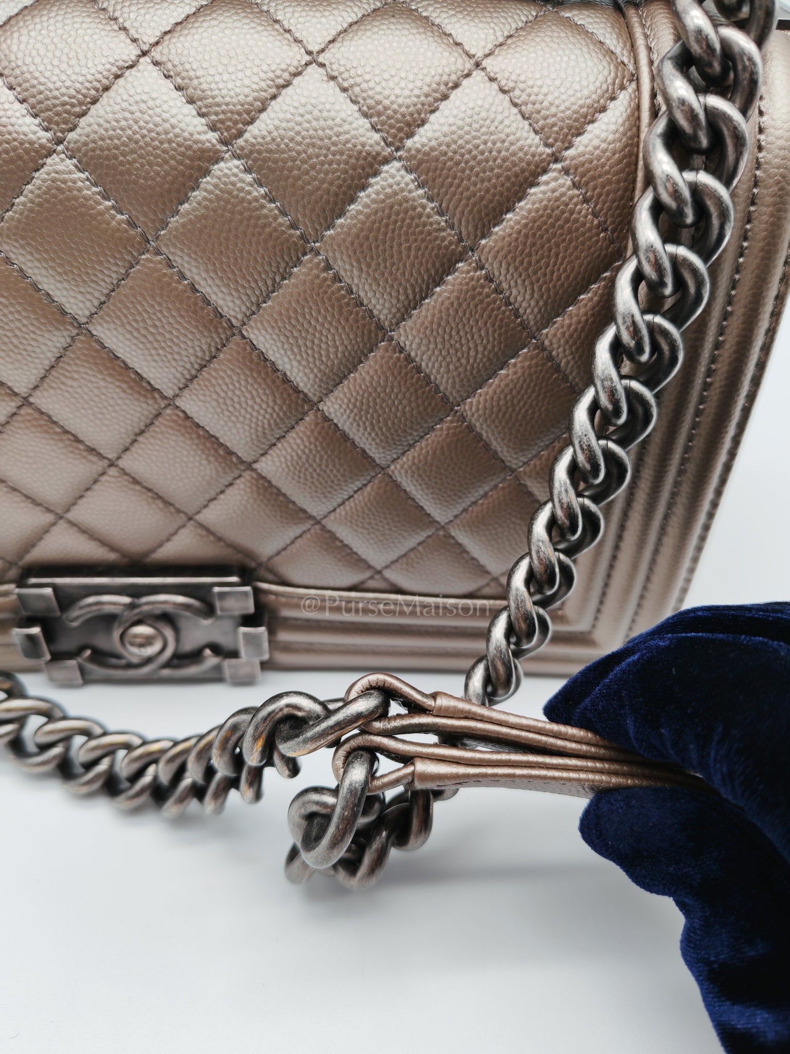 Le Boy old Medium in Metallic Bronze Caviar Leather & Ruthenium Hardware (Series 24) | Purse Maison Luxury Bags Shop