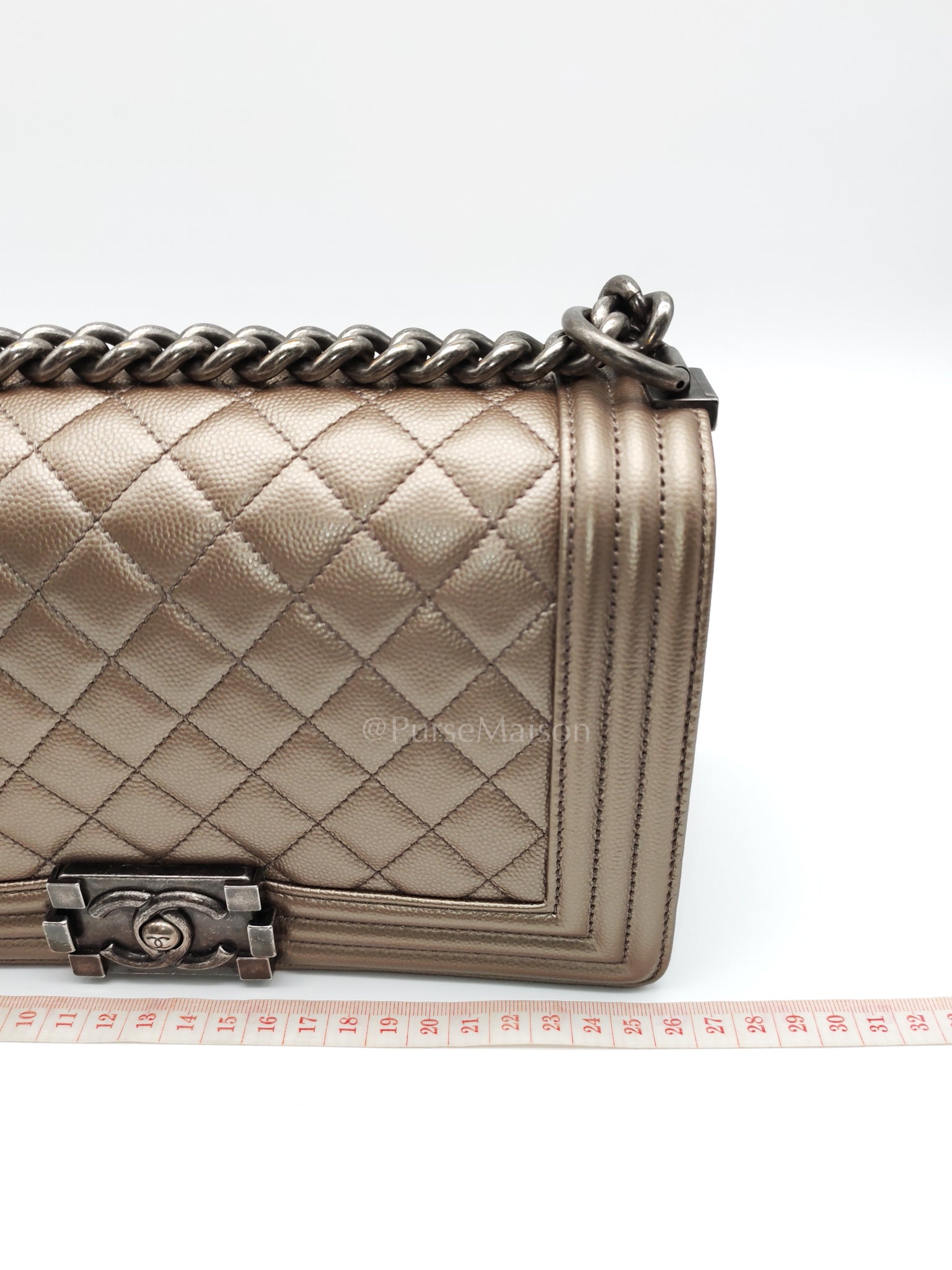 Le Boy old Medium in Metallic Bronze Caviar Leather & Ruthenium Hardware (Series 24) | Purse Maison Luxury Bags Shop