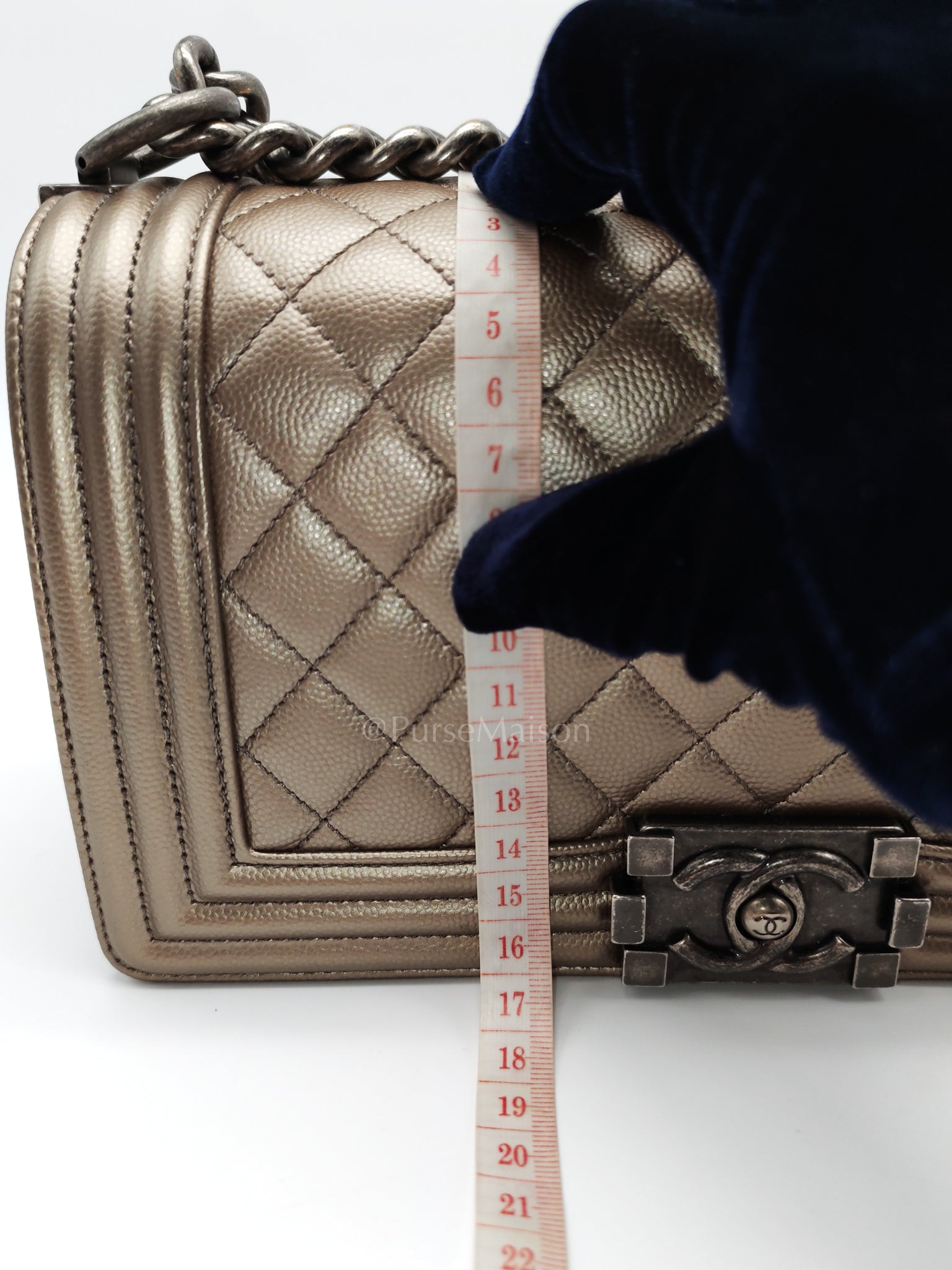 Le Boy old Medium in Metallic Bronze Caviar Leather & Ruthenium Hardware (Series 24) | Purse Maison Luxury Bags Shop