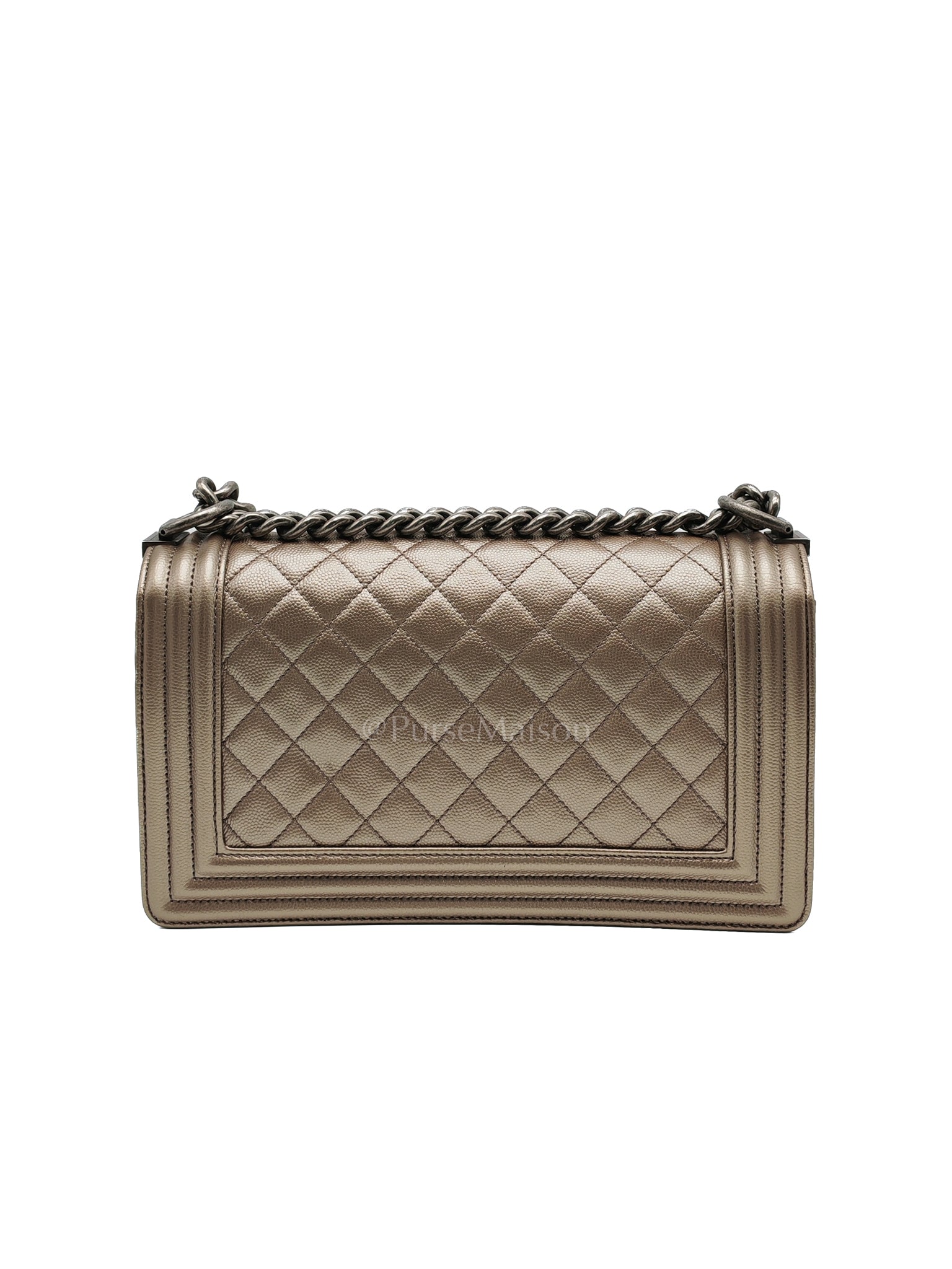 Le Boy old Medium in Metallic Bronze Caviar Leather & Ruthenium Hardware (Series 24) | Purse Maison Luxury Bags Shop