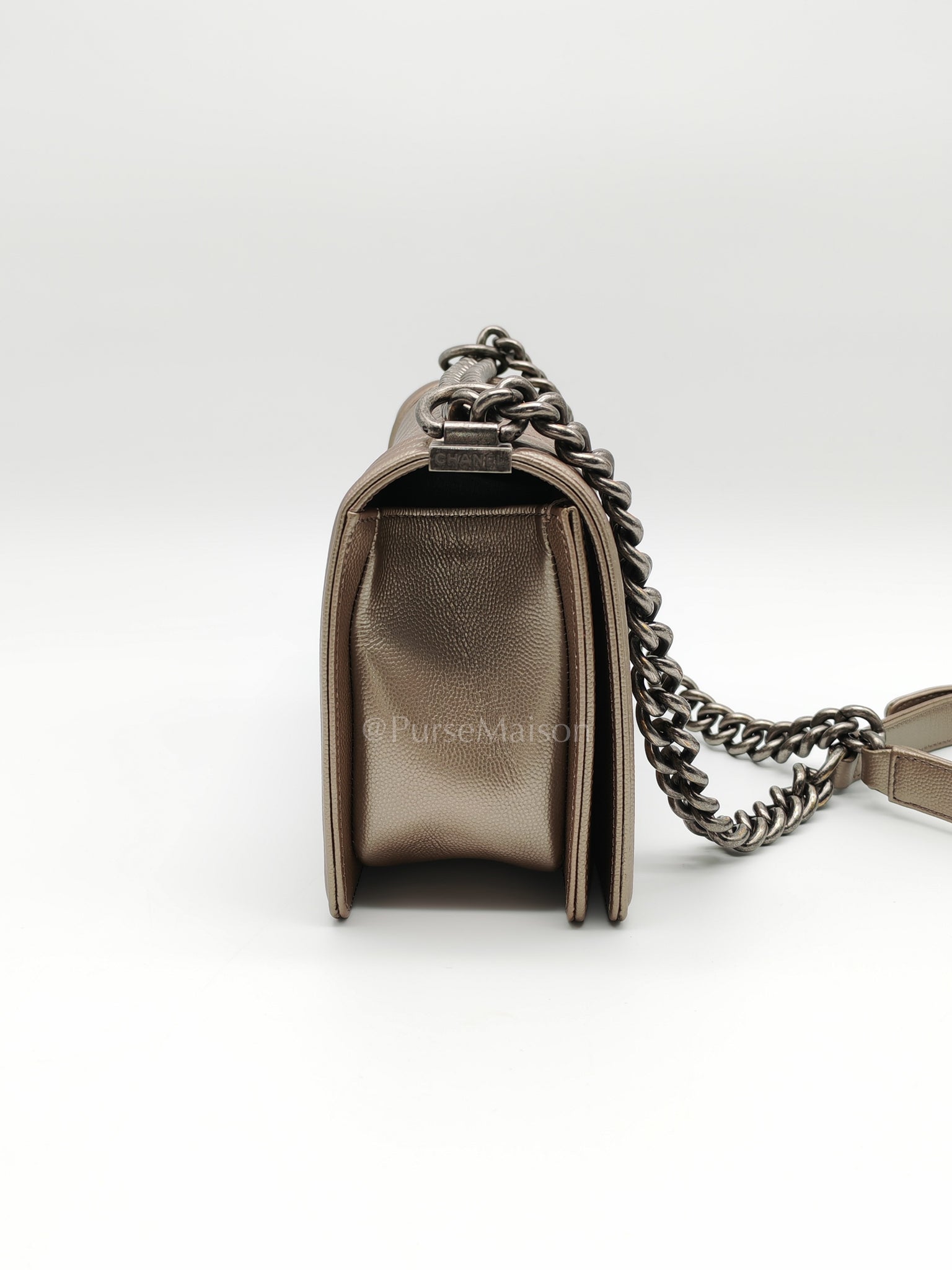 Le Boy old Medium in Metallic Bronze Caviar Leather & Ruthenium Hardware (Series 24) | Purse Maison Luxury Bags Shop