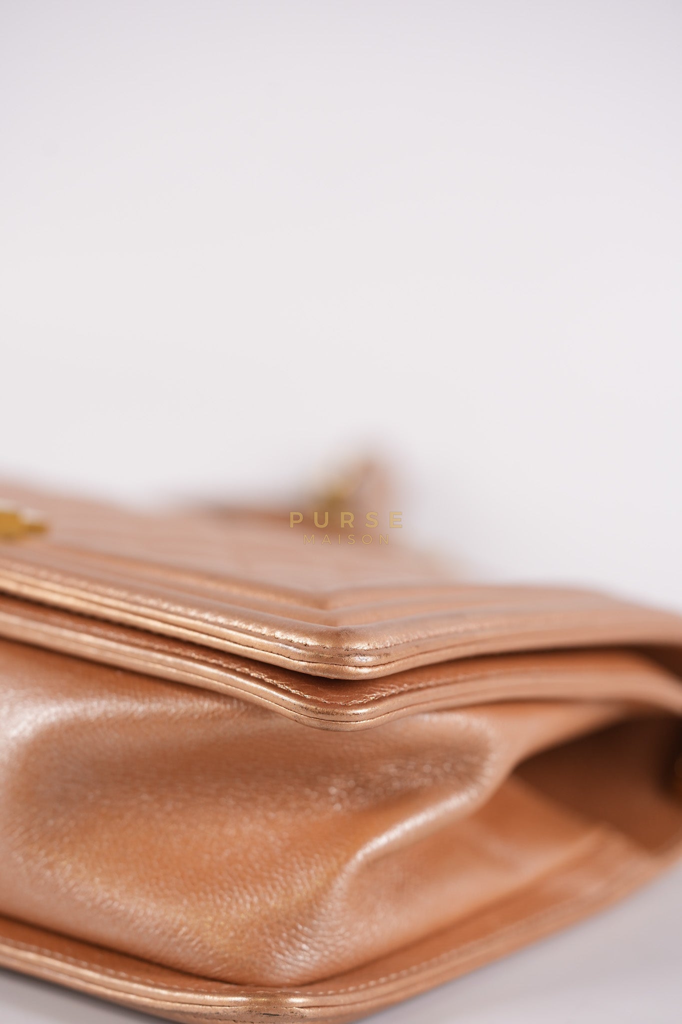 Le Boy Old Medium in Metallic Bronze Quilted Calfskin Leather and Gold Hardware Series 20 | Purse Maison Luxury Bags Shop