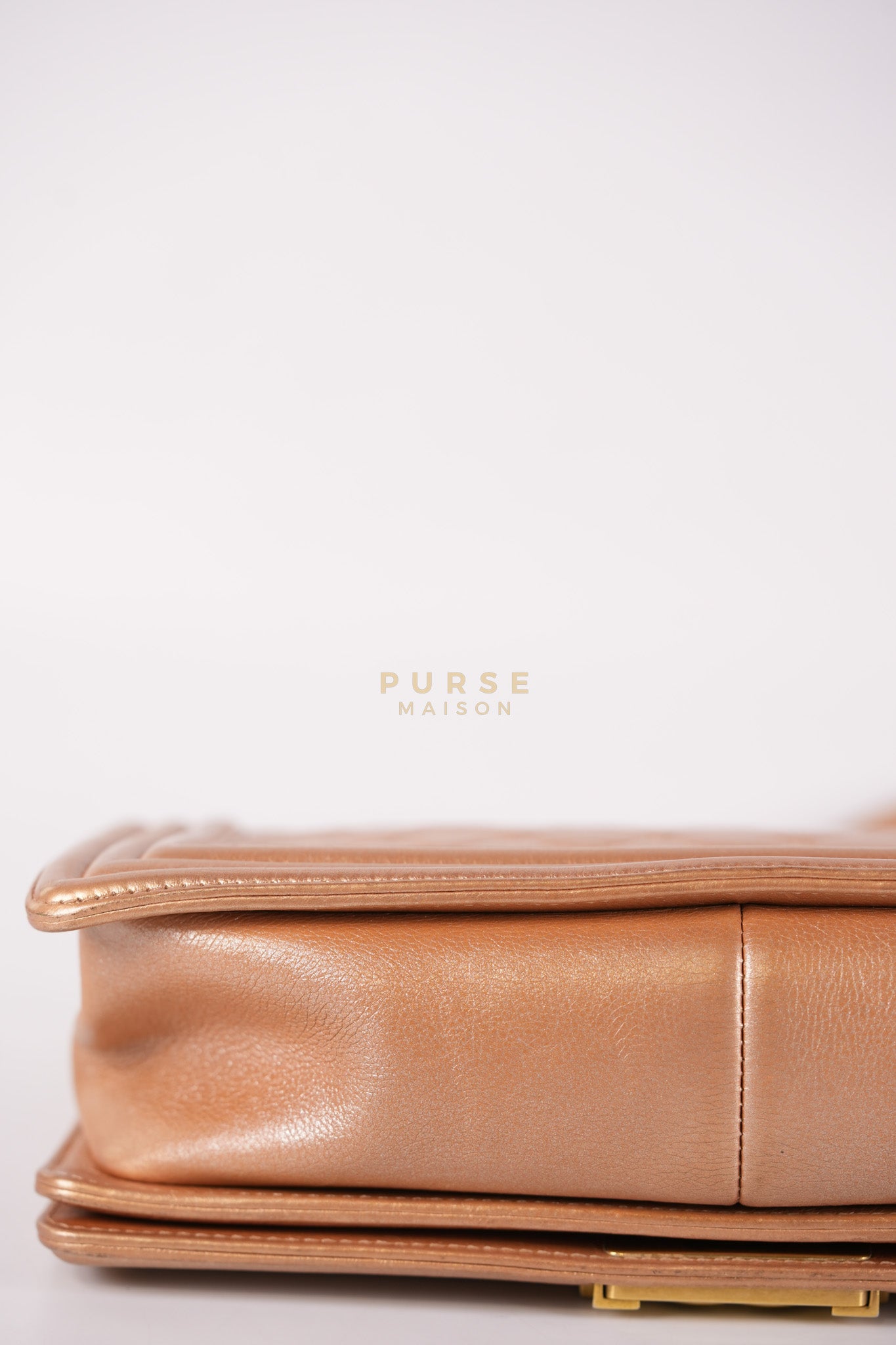 Le Boy Old Medium in Metallic Bronze Quilted Calfskin Leather and Gold Hardware Series 20 | Purse Maison Luxury Bags Shop