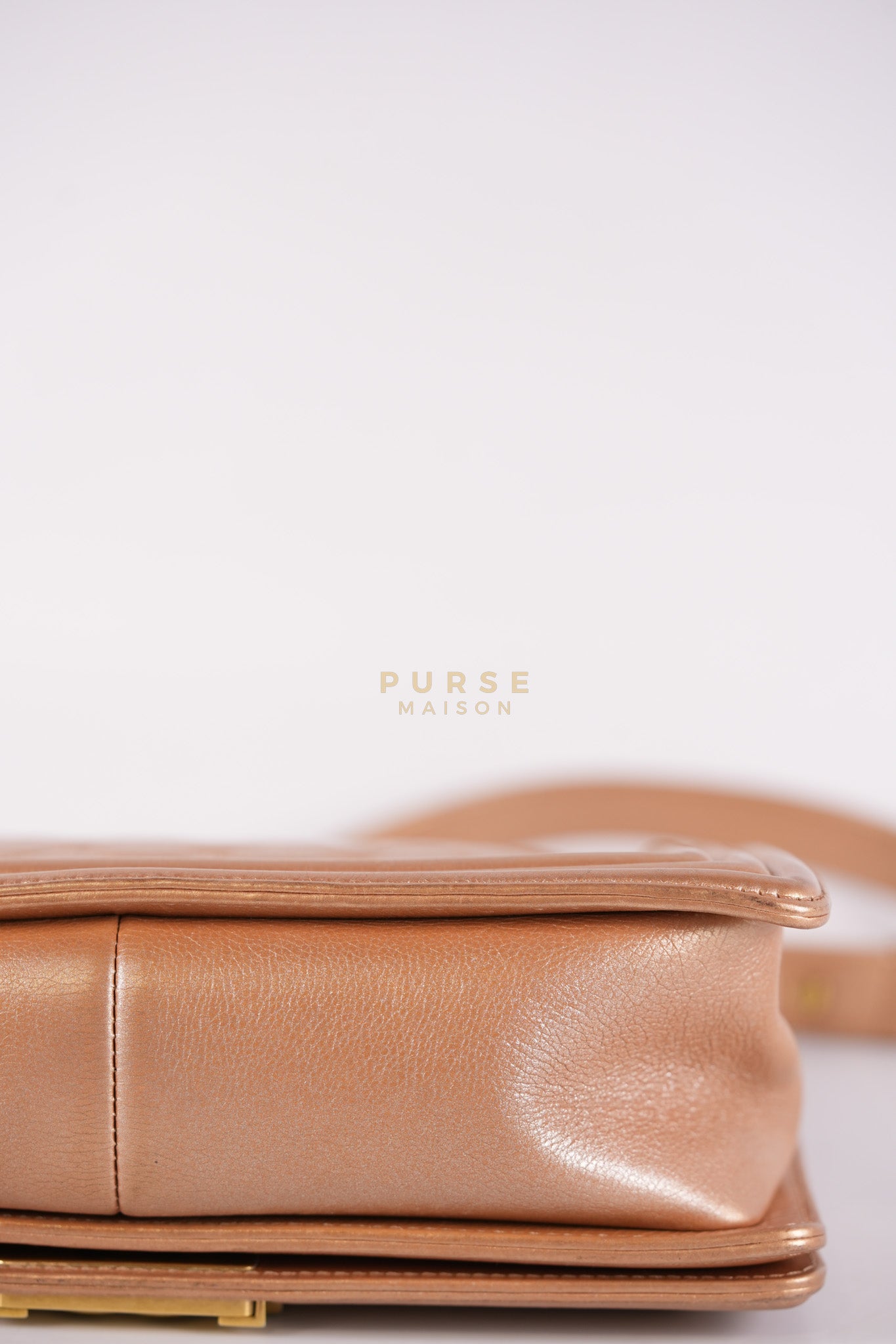 Le Boy Old Medium in Metallic Bronze Quilted Calfskin Leather and Gold Hardware Series 20 | Purse Maison Luxury Bags Shop