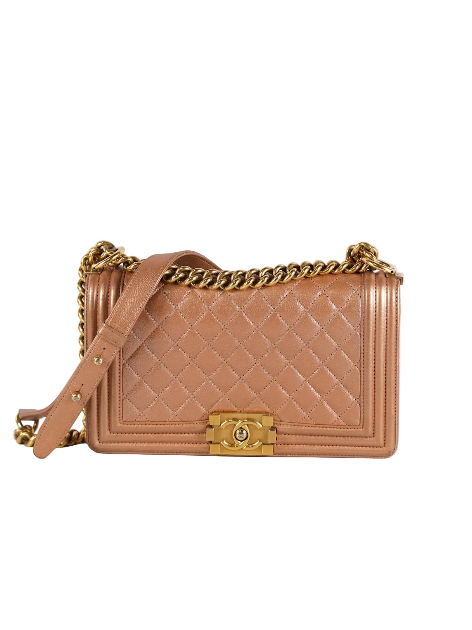 Le Boy Old Medium in Metallic Bronze Quilted Calfskin Leather and Gold Hardware Series 20 | Purse Maison Luxury Bags Shop