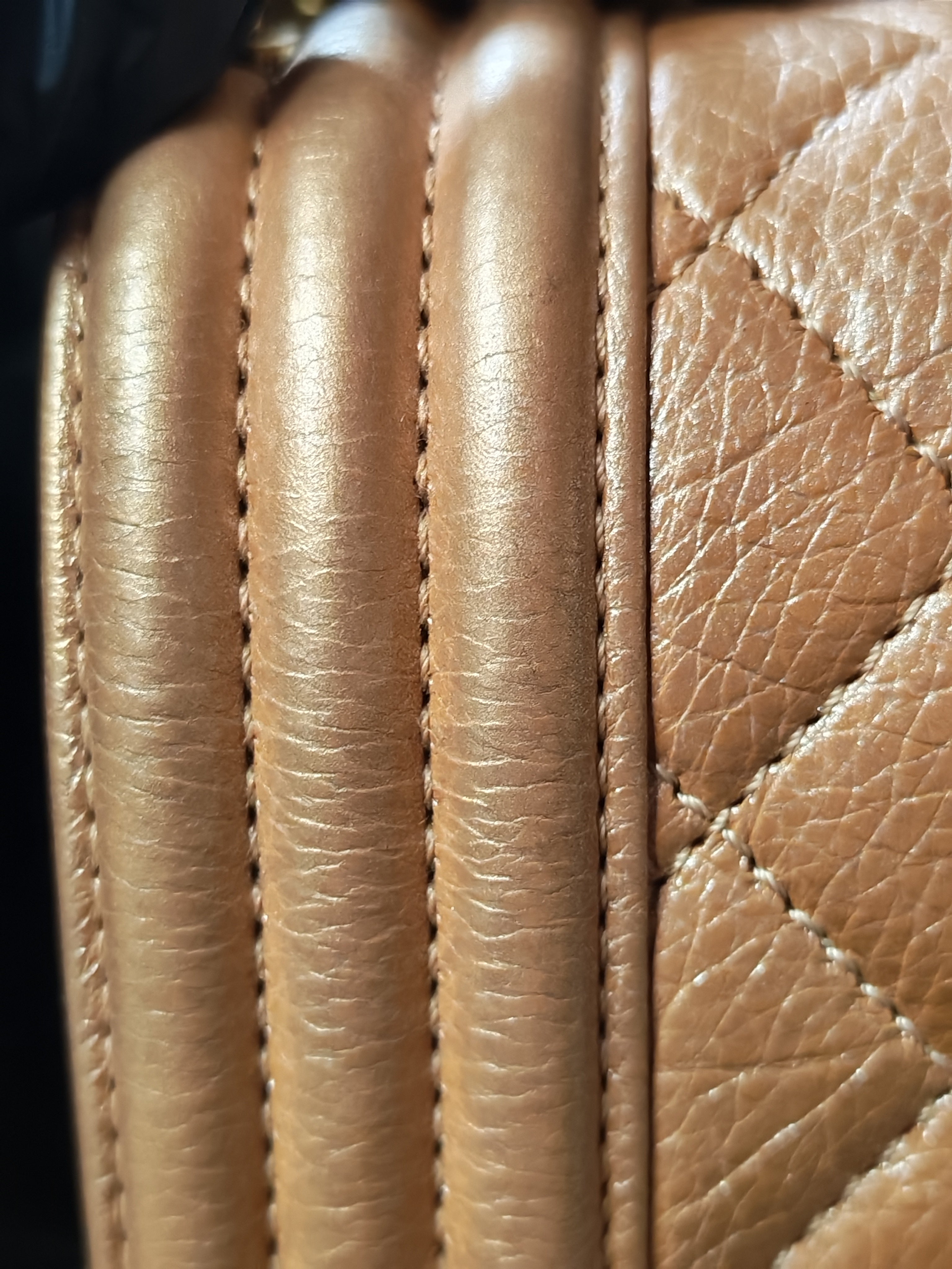 Le Boy Old Medium in Metallic Bronze Quilted Calfskin Leather and Gold Hardware Series 20 | Purse Maison Luxury Bags Shop