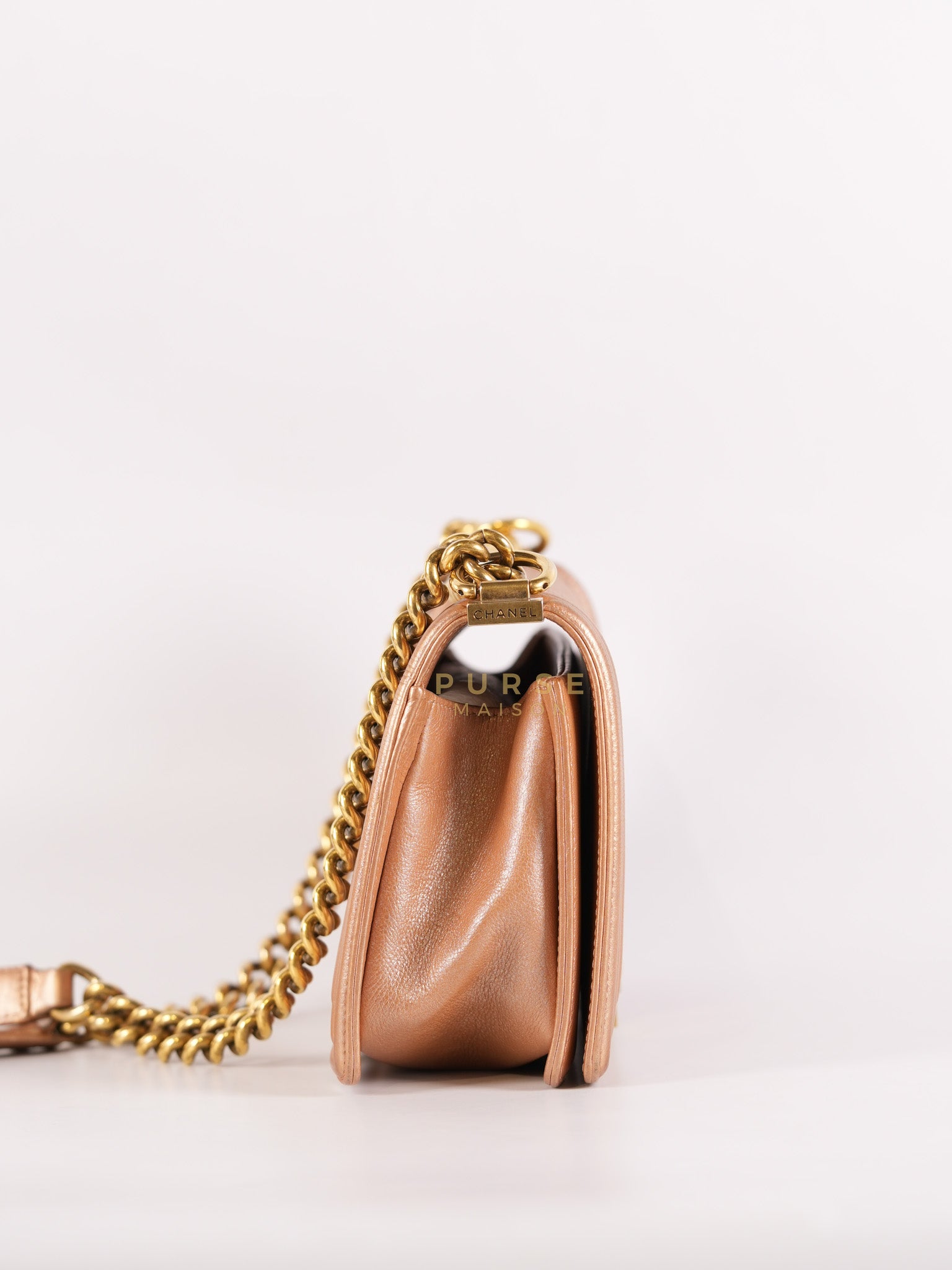 Le Boy Old Medium in Metallic Bronze Quilted Calfskin Leather and Gold Hardware Series 20 | Purse Maison Luxury Bags Shop