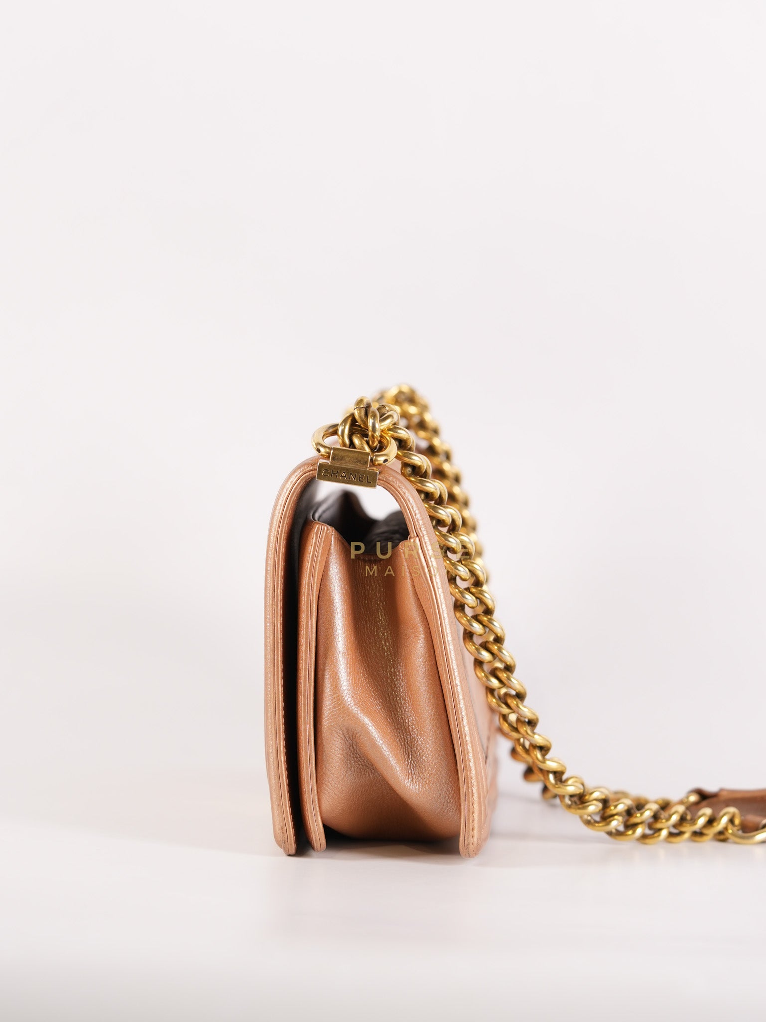 Le Boy Old Medium in Metallic Bronze Quilted Calfskin Leather and Gold Hardware Series 20 | Purse Maison Luxury Bags Shop