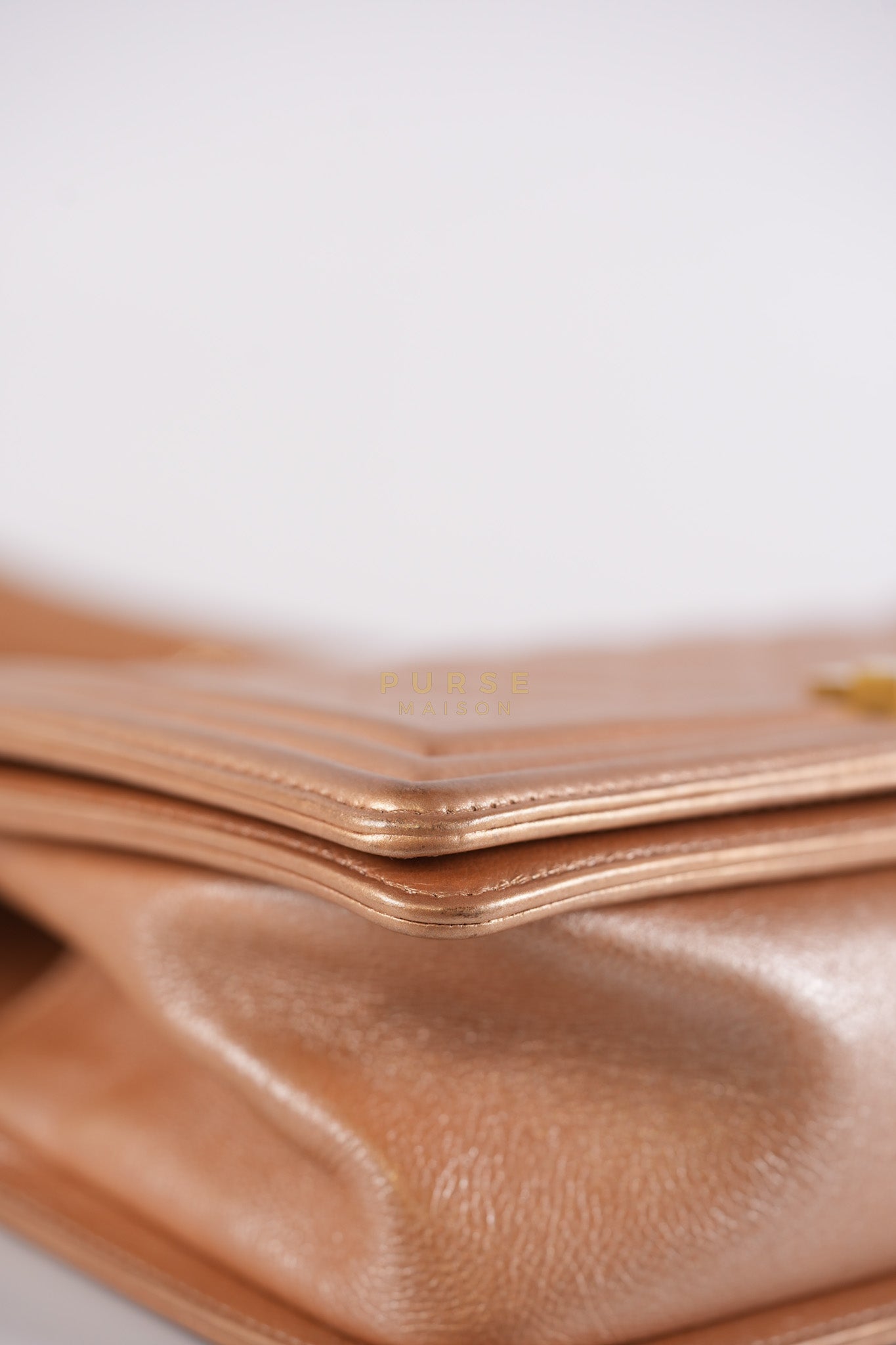 Le Boy Old Medium in Metallic Bronze Quilted Calfskin Leather and Gold Hardware Series 20 | Purse Maison Luxury Bags Shop