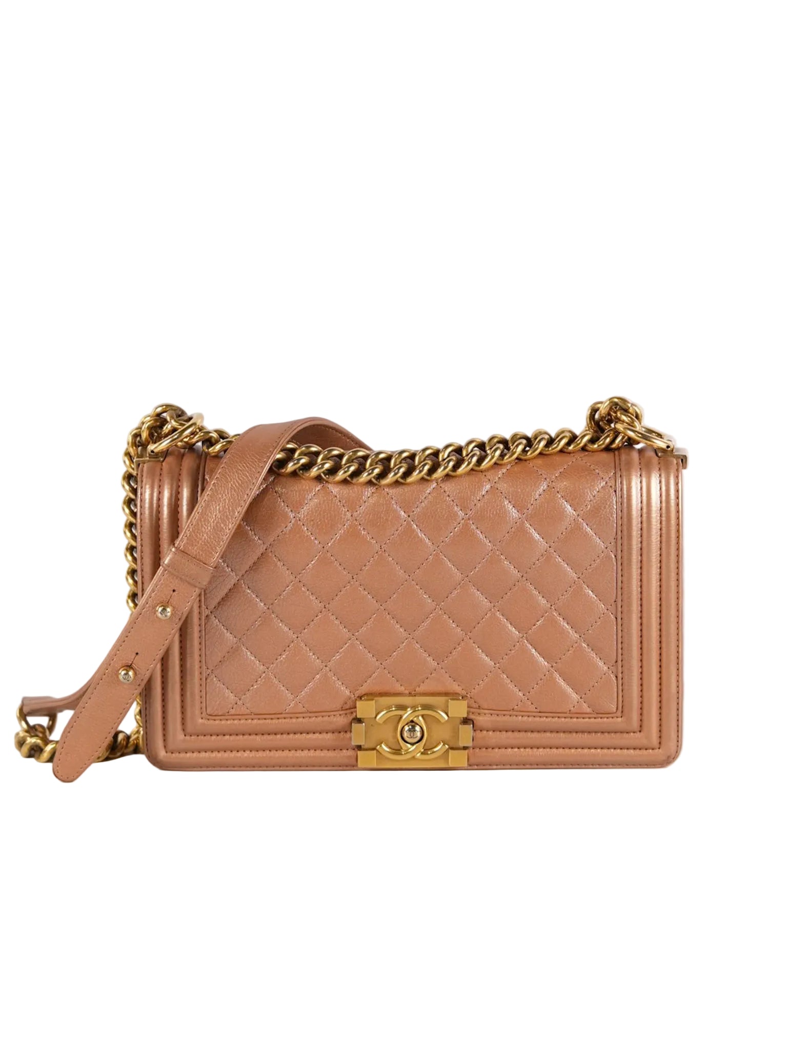 Le Boy Old Medium in Metallic Bronze Quilted Calfskin Leather and Gold Hardware Series 20 | Purse Maison Luxury Bags Shop