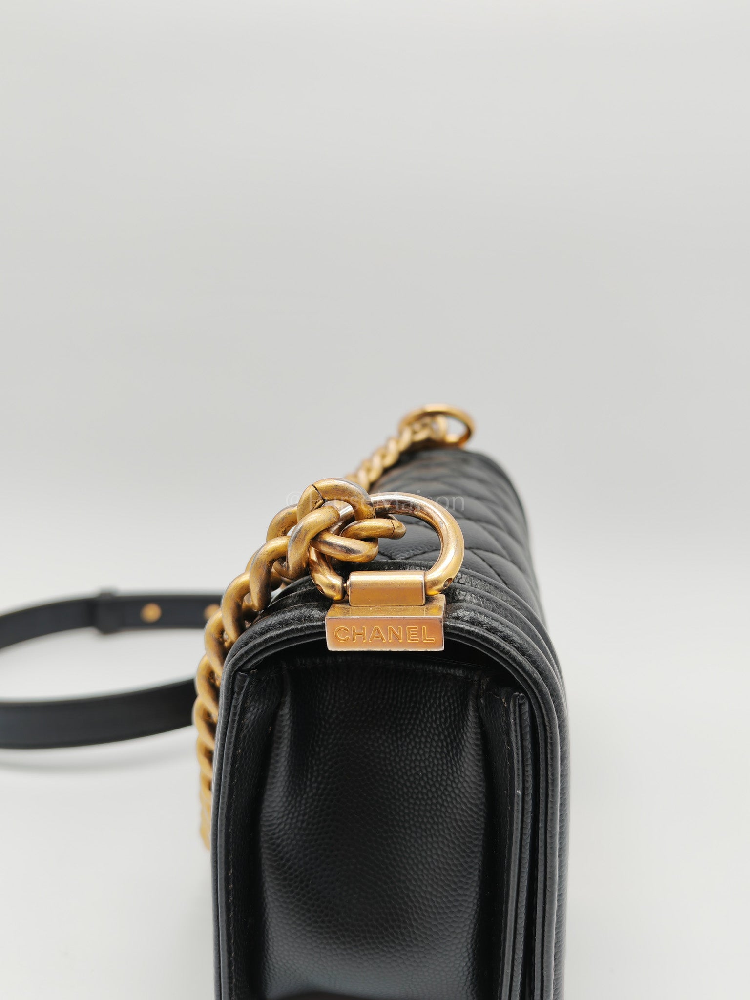 Le Boy Small Black Caviar Leather in Aged Gold Hardware (Series 27) | Purse Maison Luxury Bags Shop