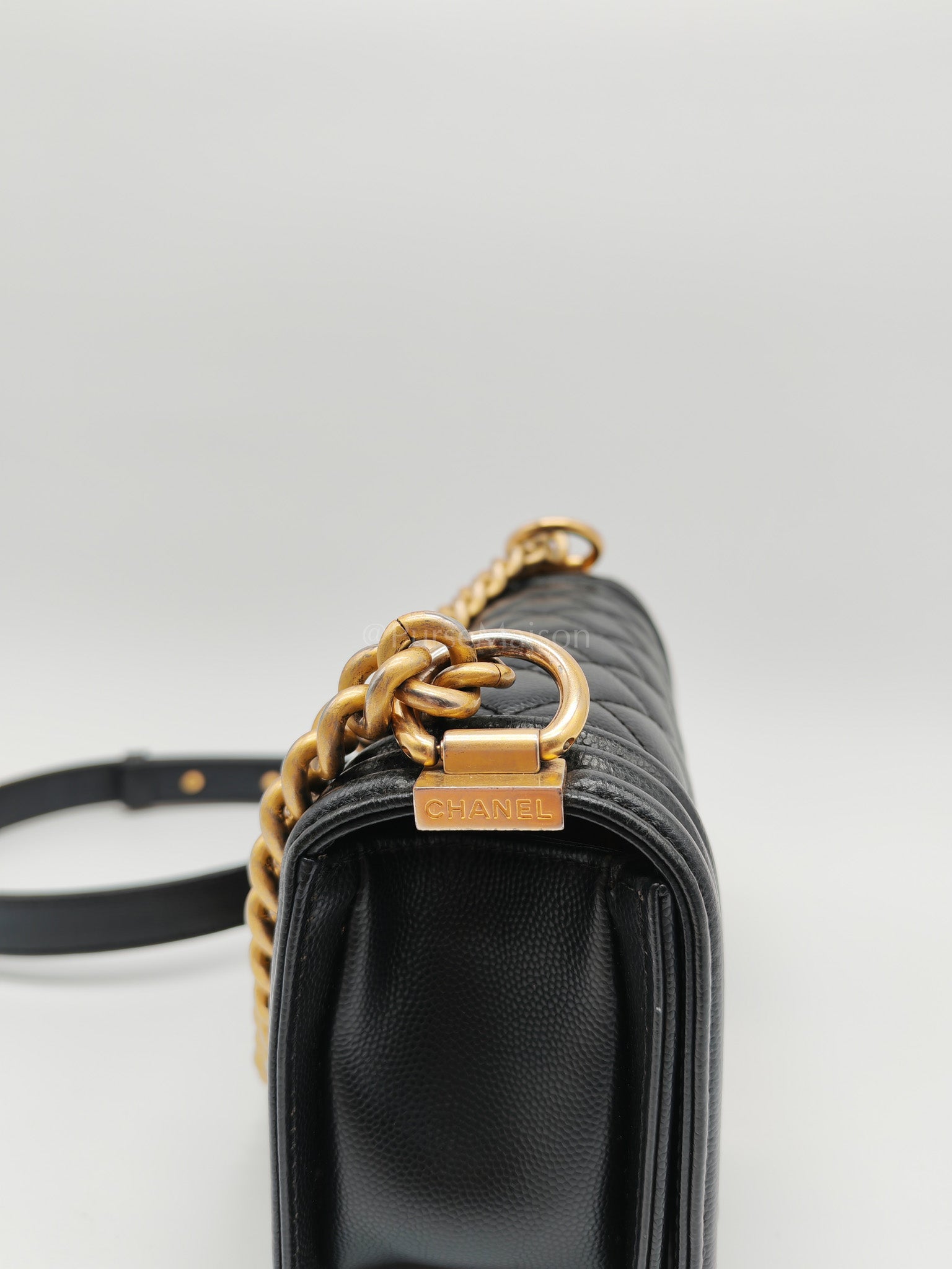 Le Boy Small Black Caviar Leather in Aged Gold Hardware (Series 27) | Purse Maison Luxury Bags Shop