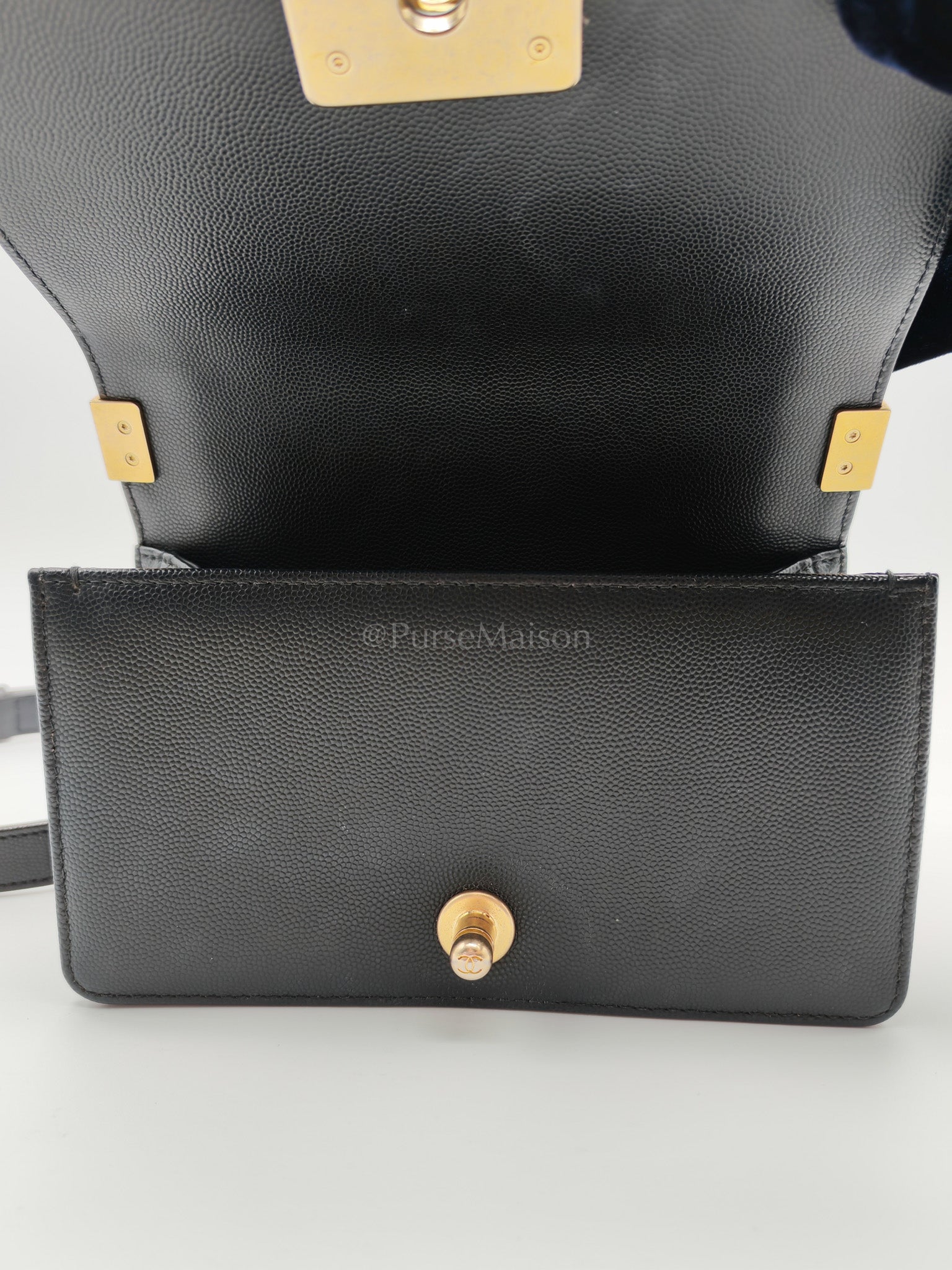 Le Boy Small Black Caviar Leather in Aged Gold Hardware (Series 27) | Purse Maison Luxury Bags Shop