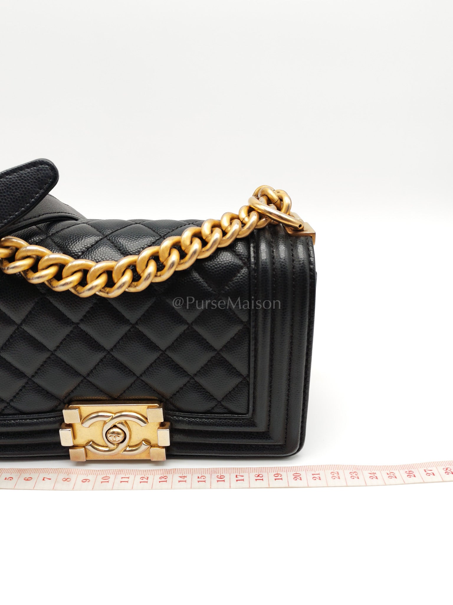Le Boy Small Black Caviar Leather in Aged Gold Hardware (Series 27) | Purse Maison Luxury Bags Shop
