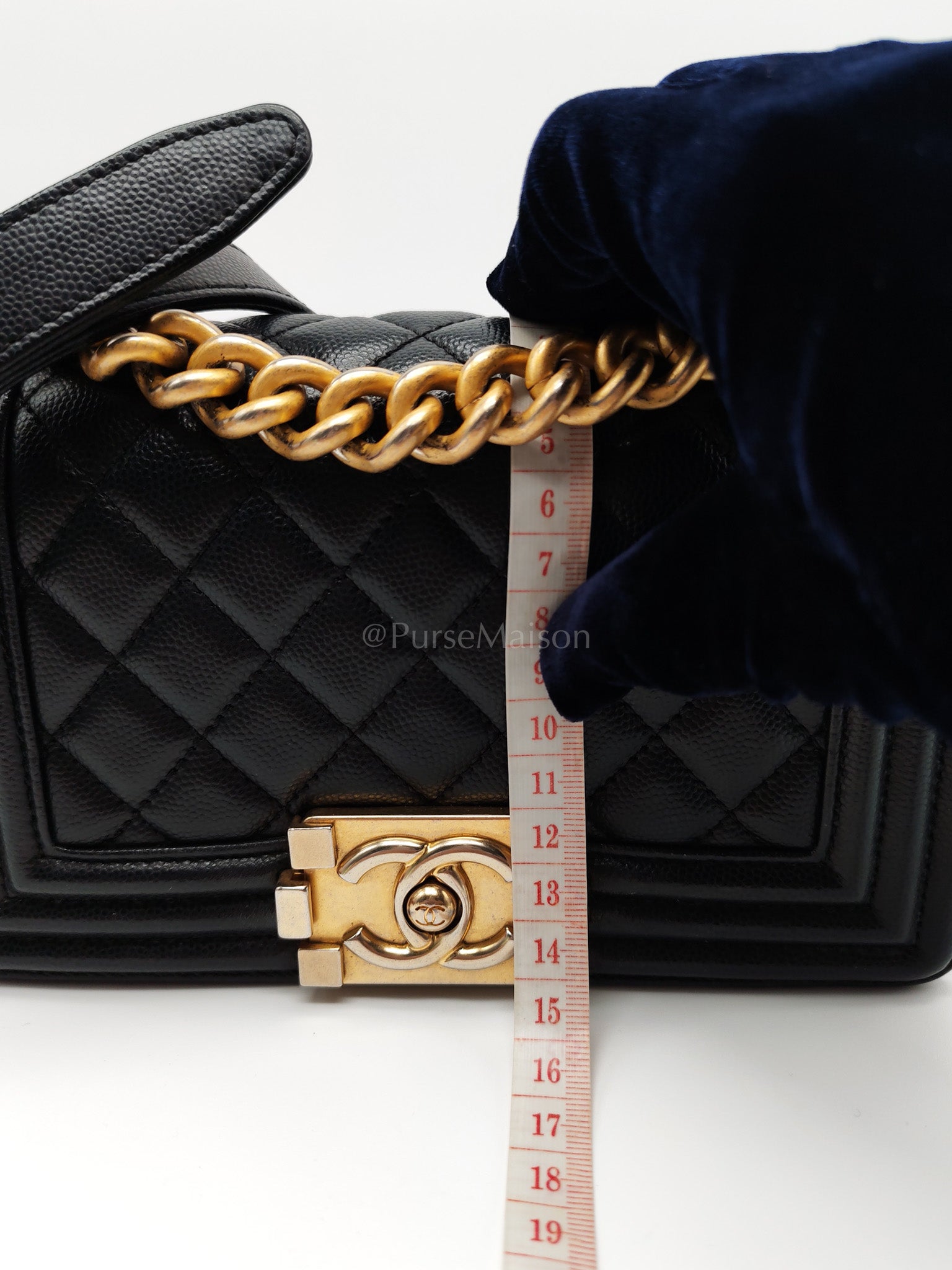 Le Boy Small Black Caviar Leather in Aged Gold Hardware (Series 27) | Purse Maison Luxury Bags Shop