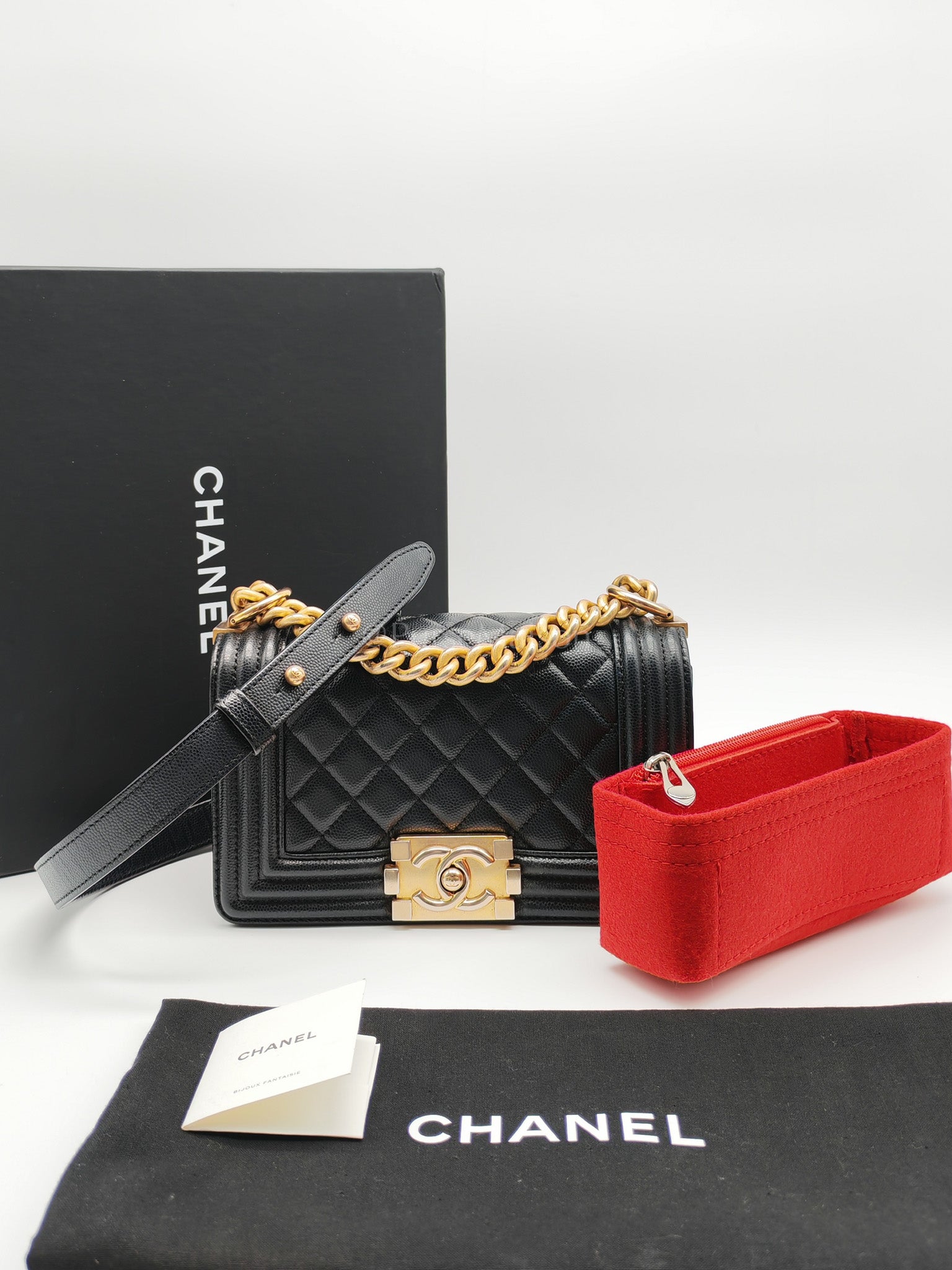 Le Boy Small Black Caviar Leather in Aged Gold Hardware (Series 27) | Purse Maison Luxury Bags Shop