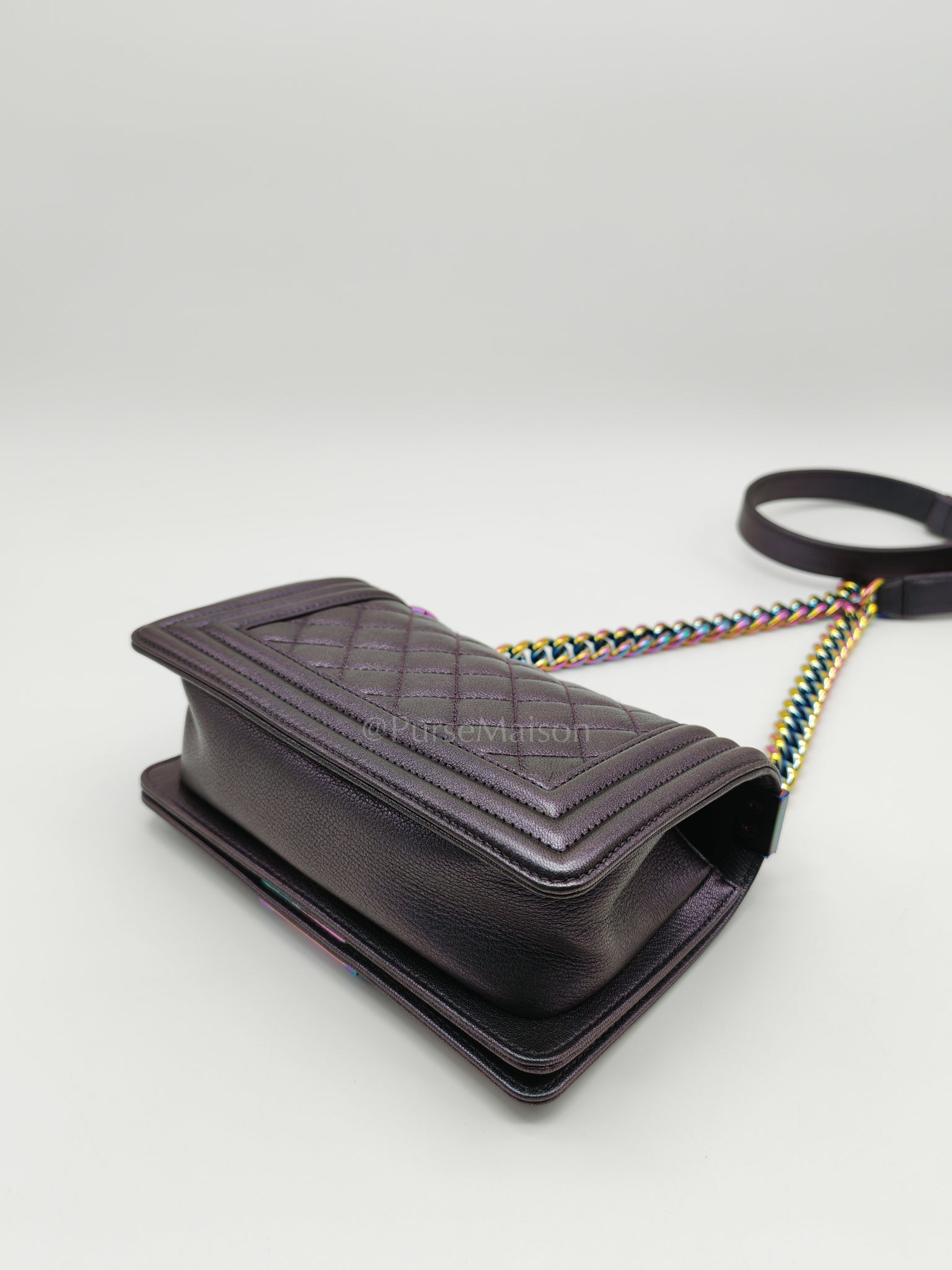 Le boy Small Iridescent Purple Mermaid Quilted Goatskin in Rainbow Hardware (Series 21) | Purse Maison Luxury Bags Shop