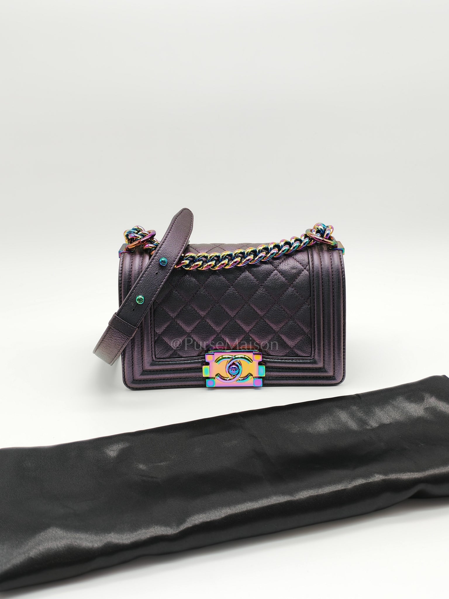 Le boy Small Iridescent Purple Mermaid Quilted Goatskin in Rainbow Hardware (Series 21) | Purse Maison Luxury Bags Shop