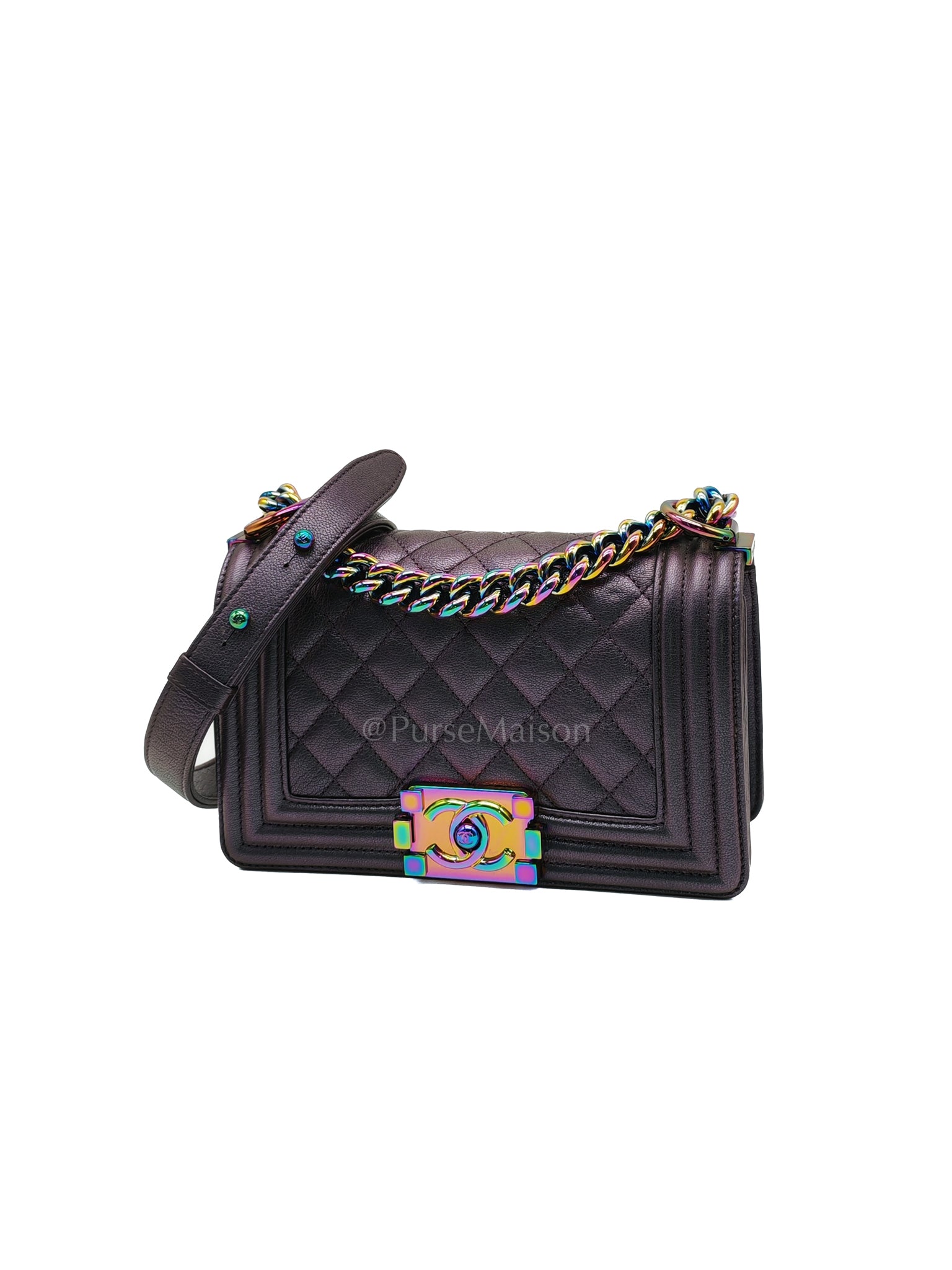 Le boy Small Iridescent Purple Mermaid Quilted Goatskin in Rainbow Hardware (Series 21) | Purse Maison Luxury Bags Shop