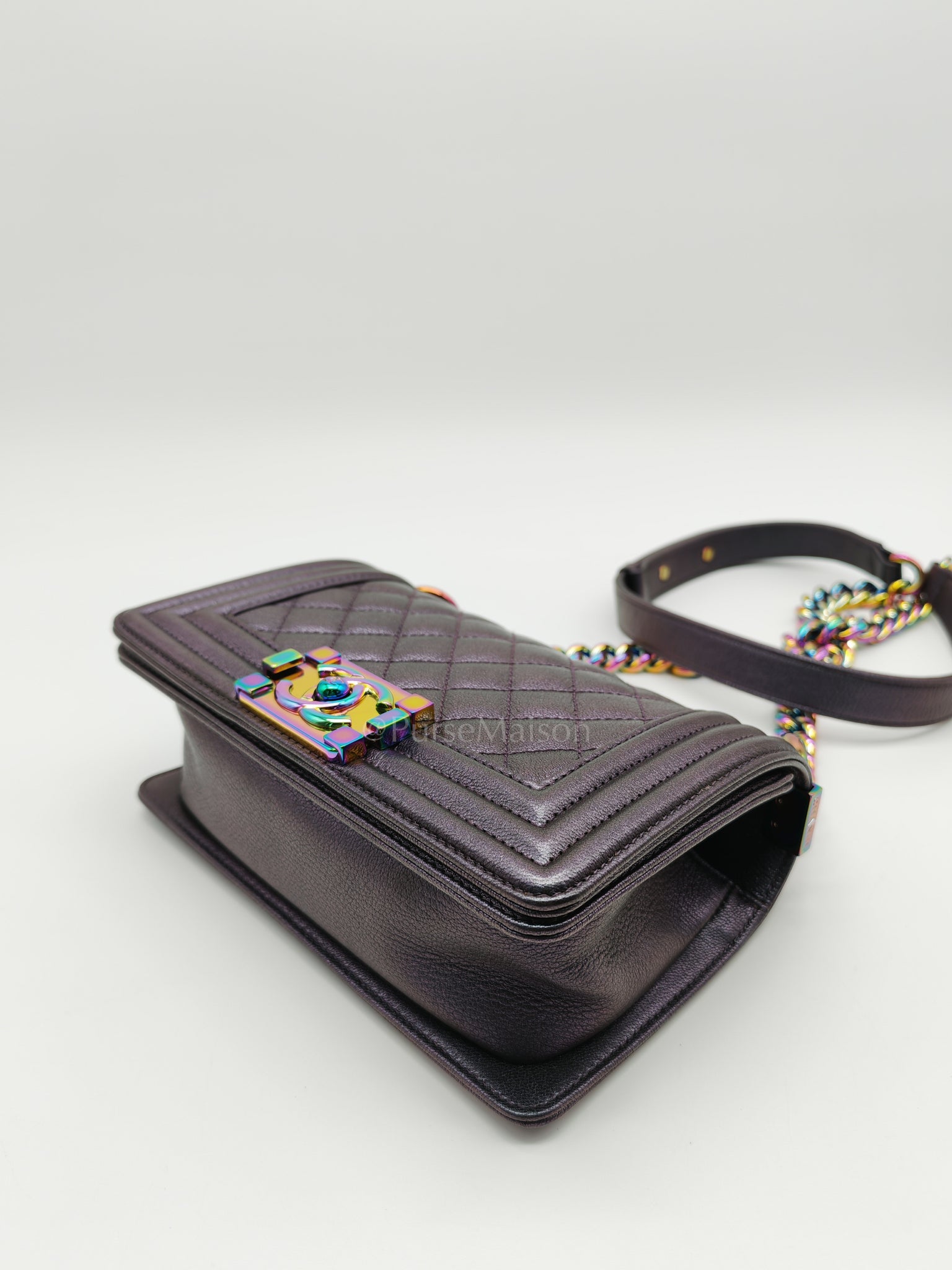 Le boy Small Iridescent Purple Mermaid Quilted Goatskin in Rainbow Hardware (Series 21) | Purse Maison Luxury Bags Shop