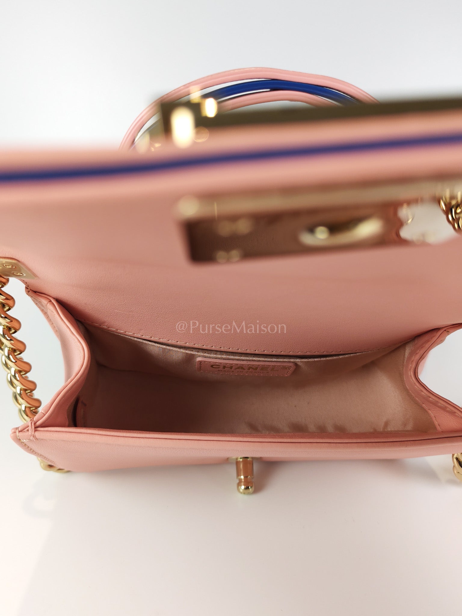 Le Boy Small Top Handle in Pink Calfskin Leather and Light Gold Hardware Series 27 | Purse Maison Luxury Bags Shop
