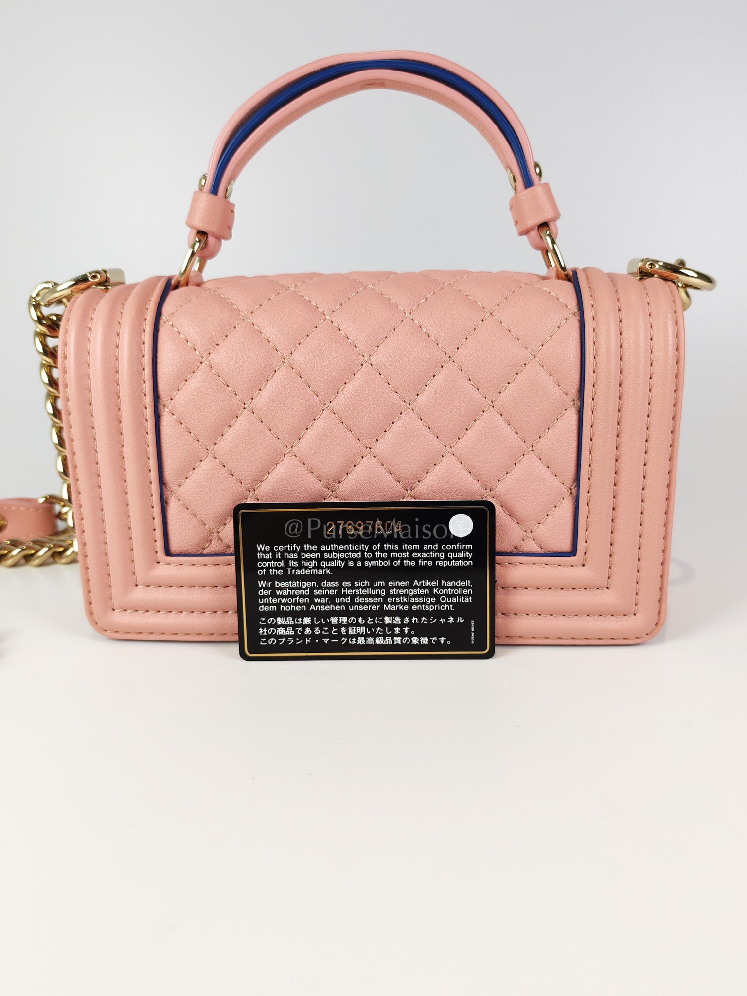 Le Boy Small Top Handle in Pink Calfskin Leather and Light Gold Hardware Series 27 | Purse Maison Luxury Bags Shop