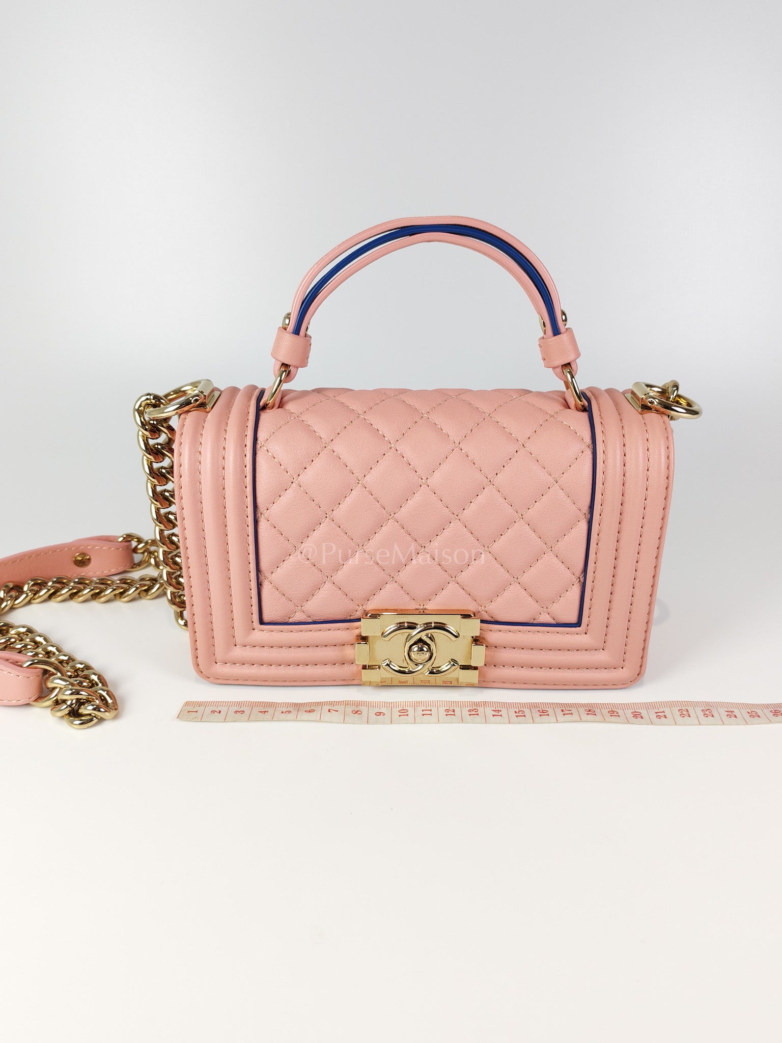 Le Boy Small Top Handle in Pink Calfskin Leather and Light Gold Hardware Series 27 | Purse Maison Luxury Bags Shop