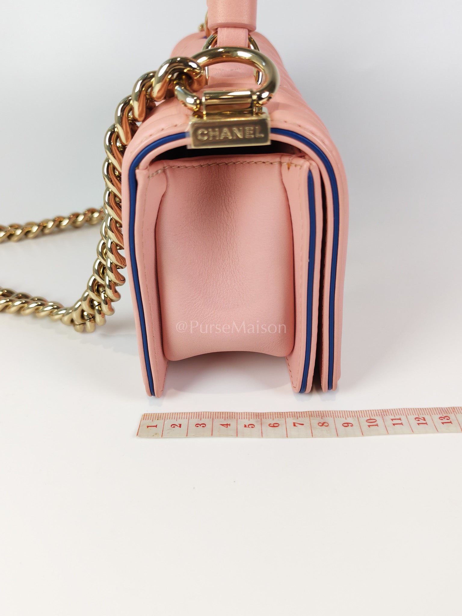 Le Boy Small Top Handle in Pink Calfskin Leather and Light Gold Hardware Series 27 | Purse Maison Luxury Bags Shop