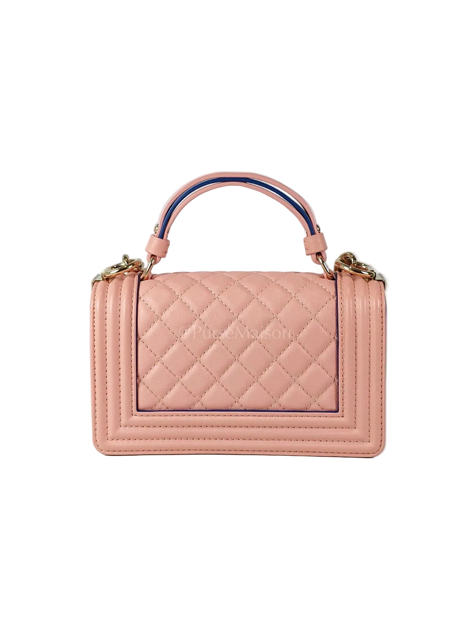 Le Boy Small Top Handle in Pink Calfskin Leather and Light Gold Hardware Series 27 | Purse Maison Luxury Bags Shop