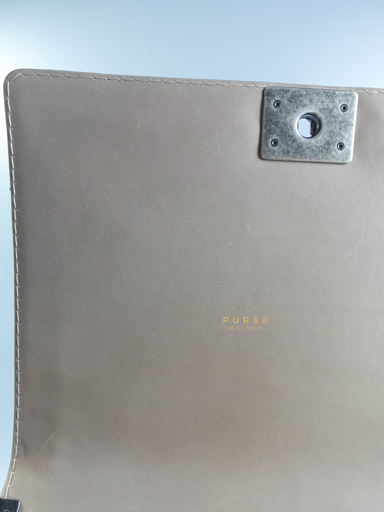 Le Boy Taupe Large Calfskin Leather and Ruthenium Hardware (Series 18) | Purse Maison Luxury Bags Shop