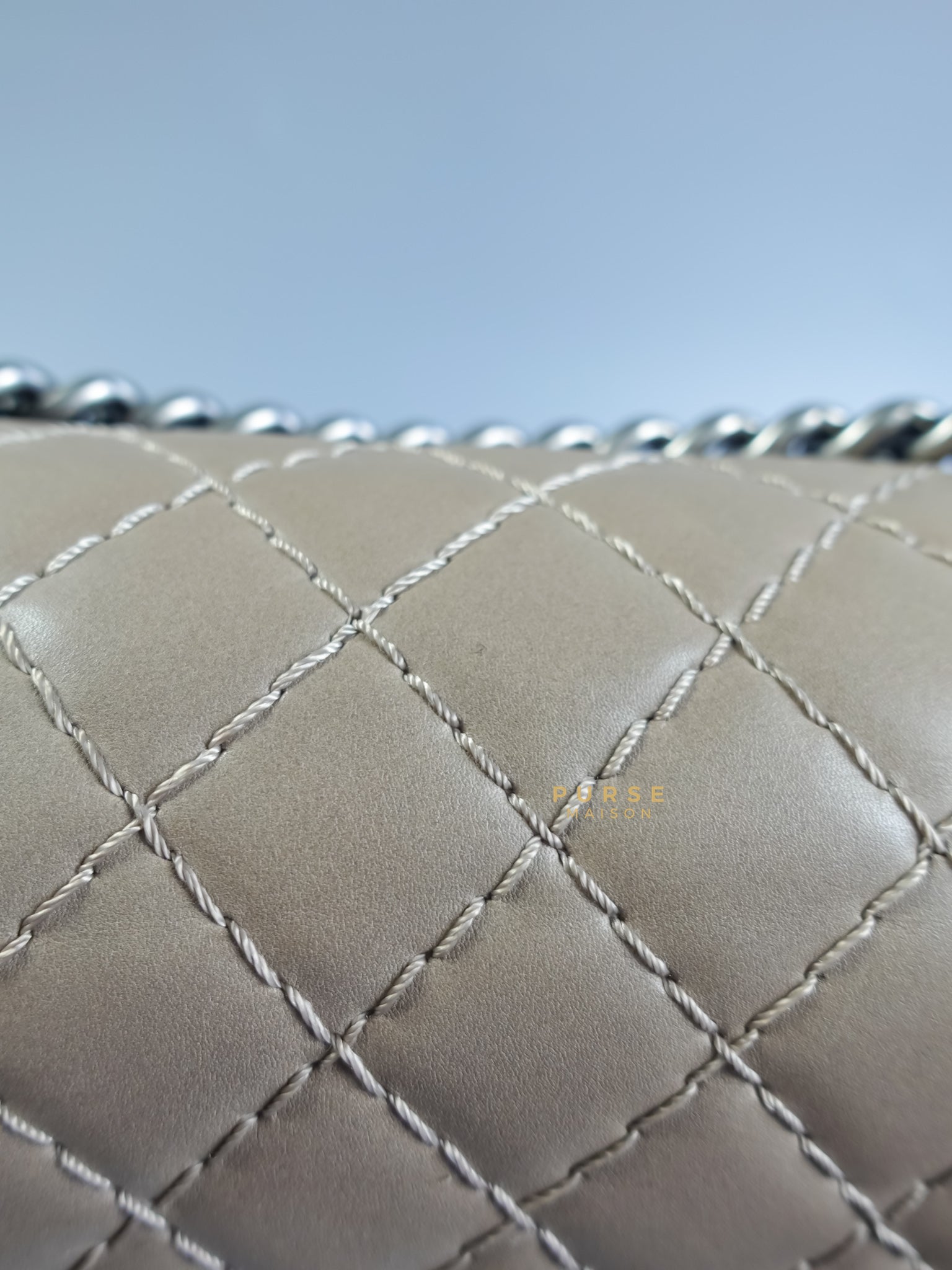 Le Boy Taupe Large Calfskin Leather and Ruthenium Hardware (Series 18) | Purse Maison Luxury Bags Shop