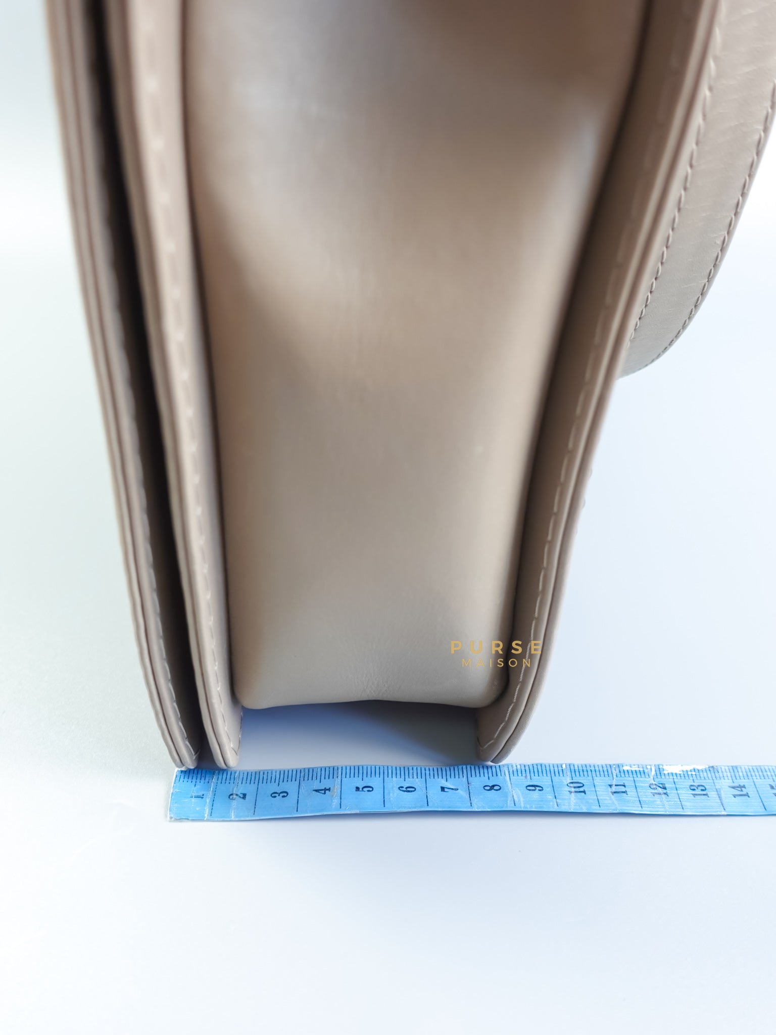 Le Boy Taupe Large Calfskin Leather and Ruthenium Hardware (Series 18) | Purse Maison Luxury Bags Shop