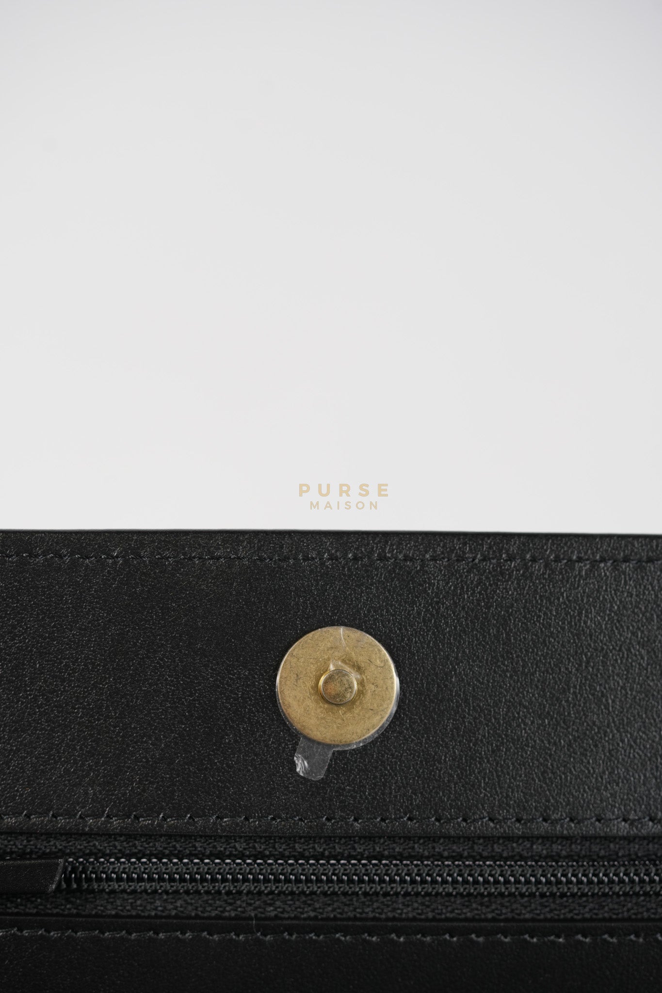 Le Boy Wallet On Chain in Black Caviar Leather Aged Gold Hardware (Microchip) | Purse Maison Luxury Bags Shop