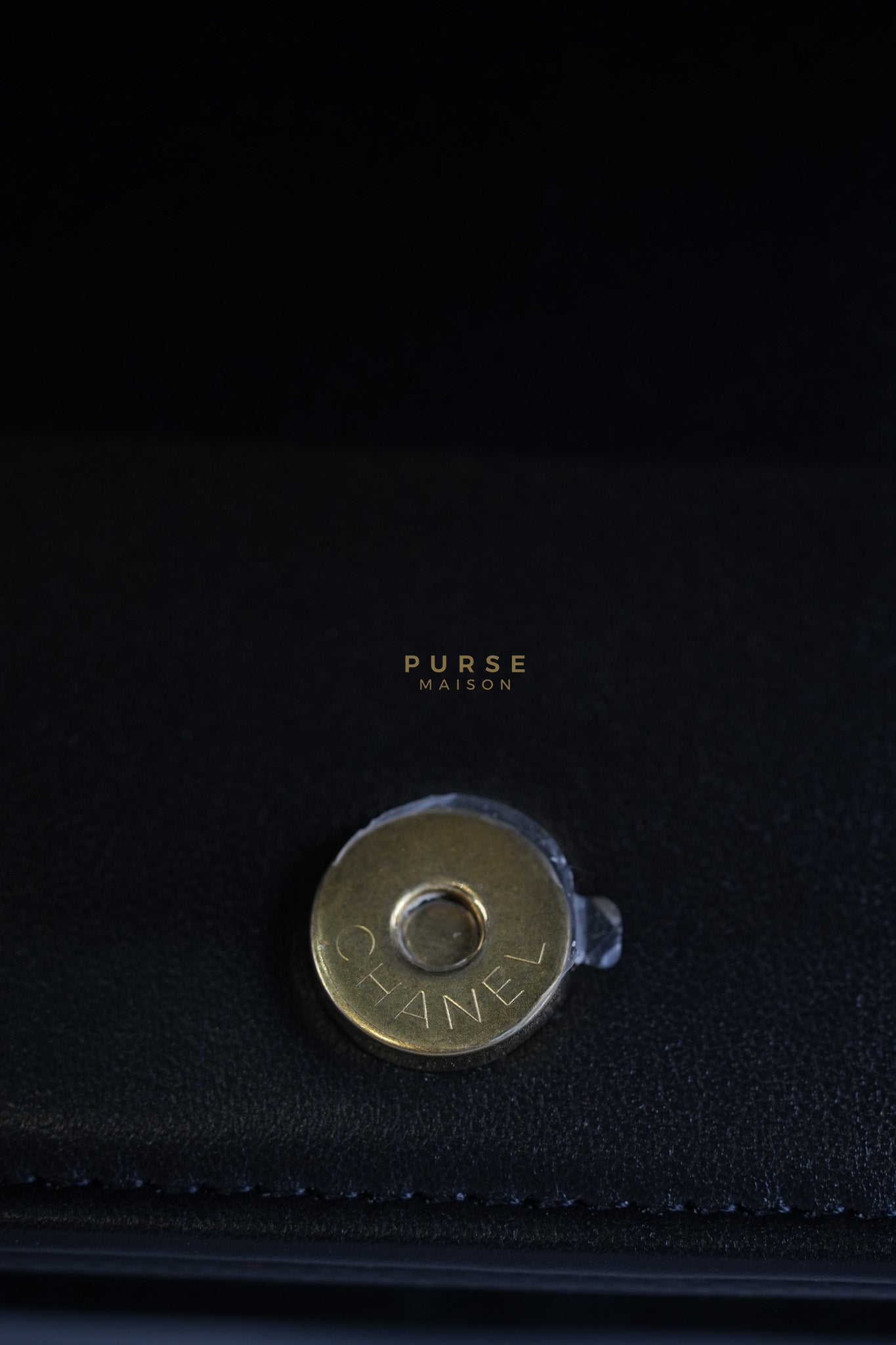 Le Boy Wallet On Chain in Black Caviar Leather Aged Gold Hardware (Microchip) | Purse Maison Luxury Bags Shop