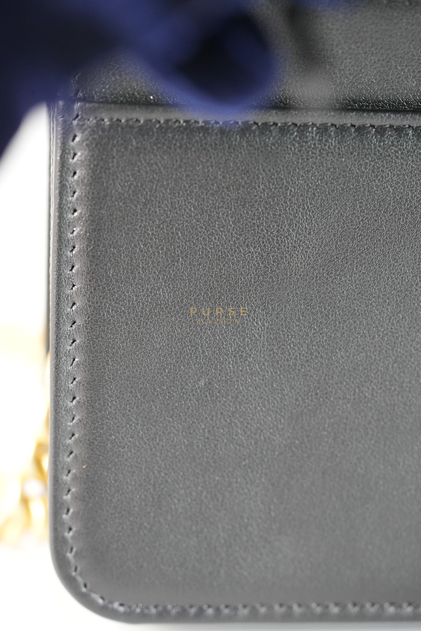 Le Boy Wallet On Chain in Black Caviar Leather Aged Gold Hardware (Microchip) | Purse Maison Luxury Bags Shop