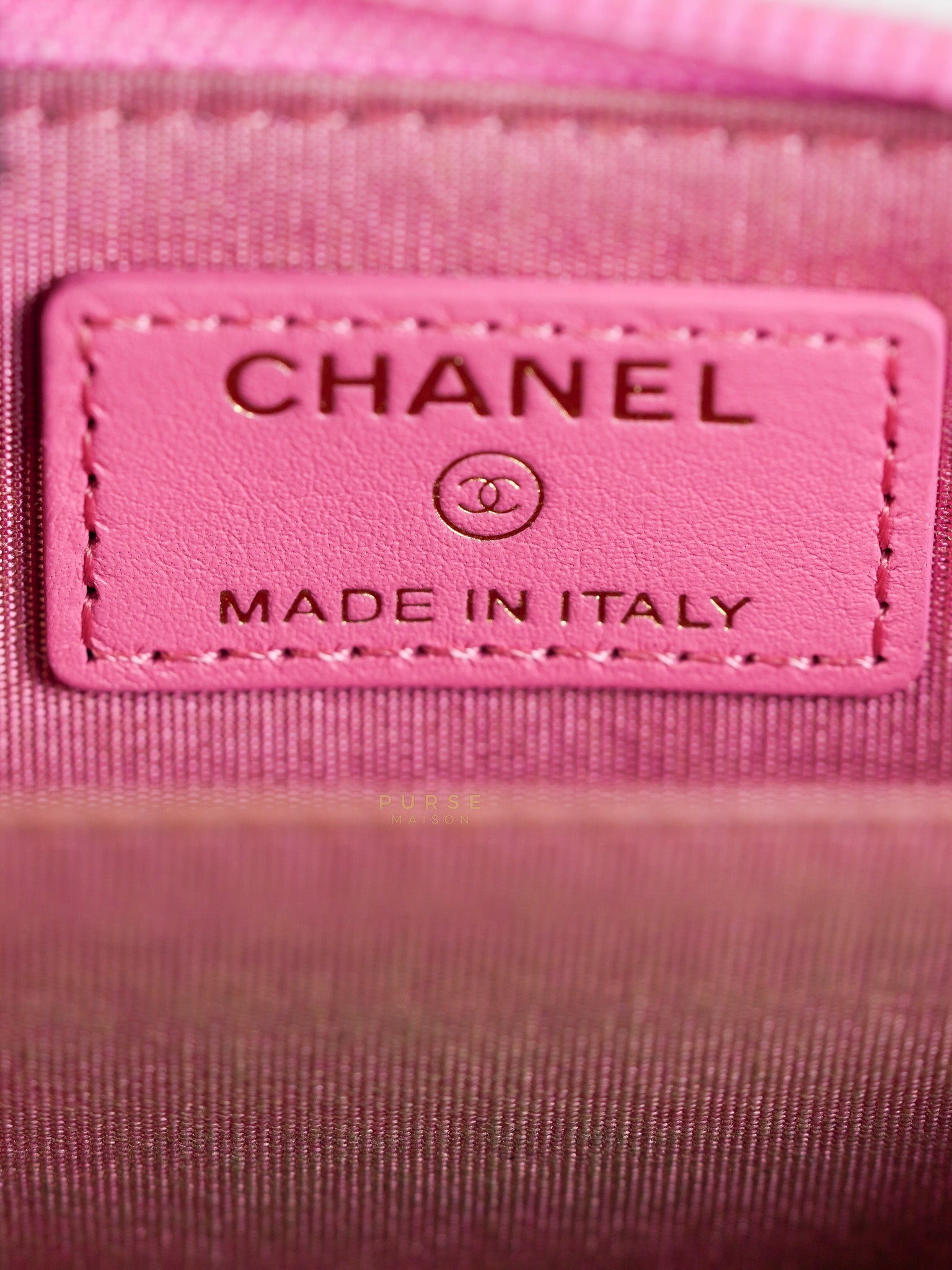 Le Boy Zip Card Holder in Pink Lambskin Leather & Aged Gold Hardware (Series 26) | Purse Maison Luxury Bags Shop