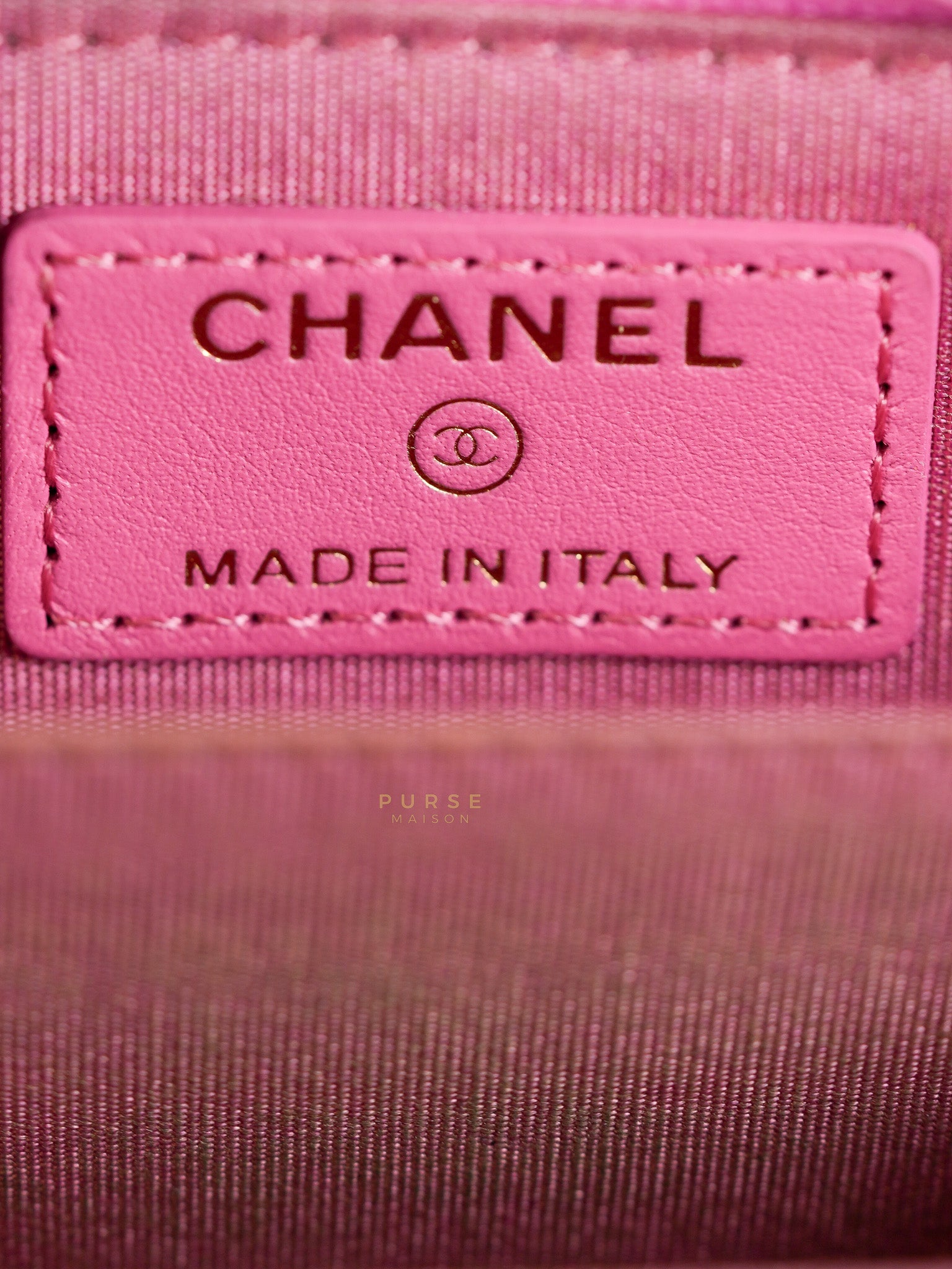 Le Boy Zip Card Holder in Pink Lambskin Leather & Aged Gold Hardware (Series 26) | Purse Maison Luxury Bags Shop