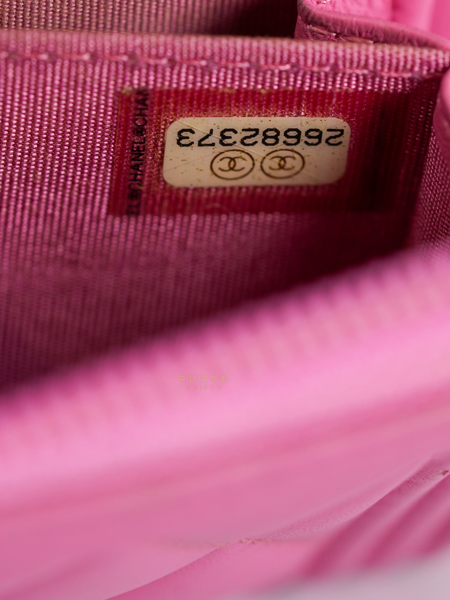 Le Boy Zip Card Holder in Pink Lambskin Leather & Aged Gold Hardware (Series 26) | Purse Maison Luxury Bags Shop