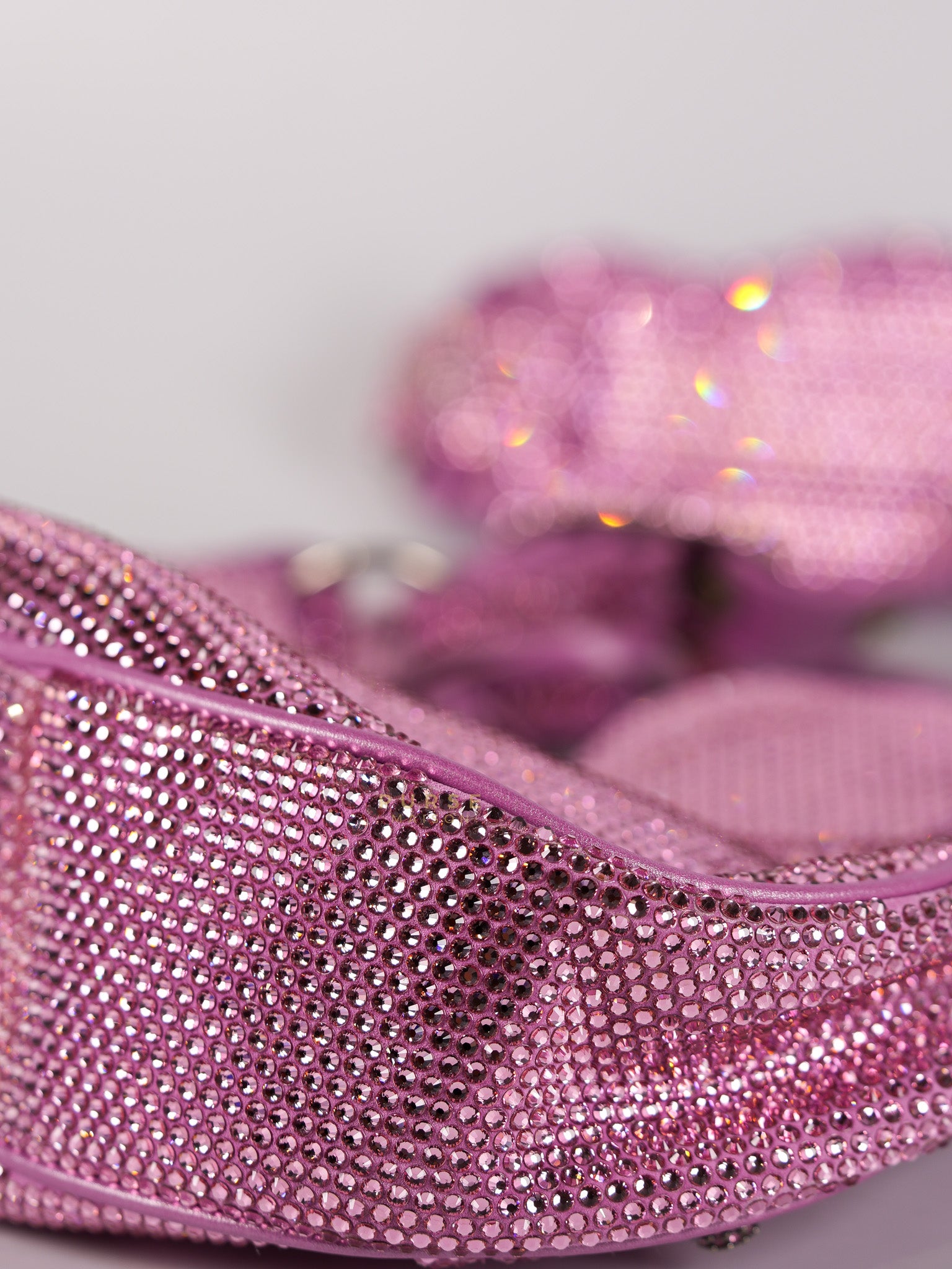 Le Cagole in Pink Diamond Stud Suede Leather | Purse Maison Luxury Bags Shop