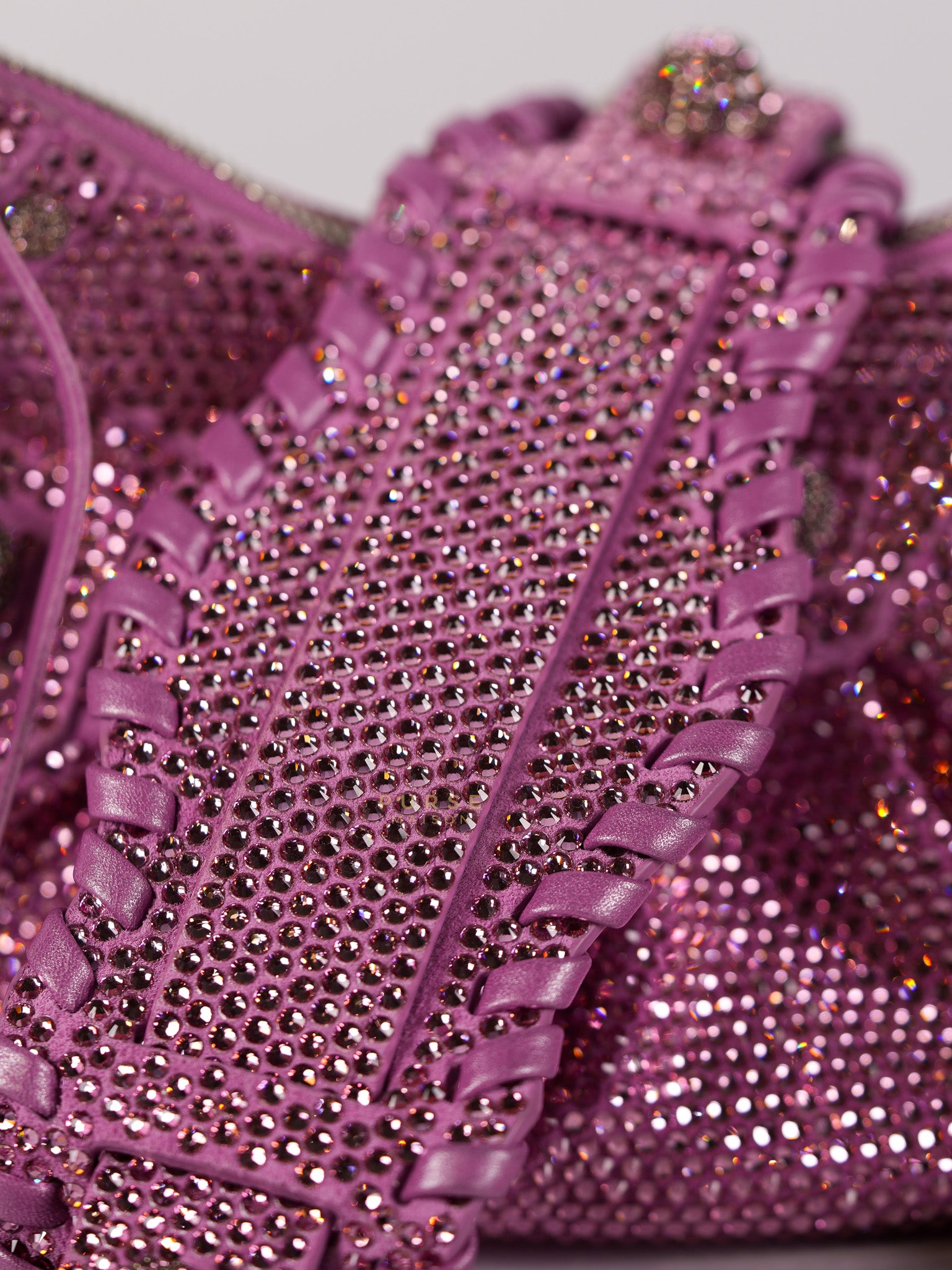 Le Cagole in Pink Diamond Stud Suede Leather | Purse Maison Luxury Bags Shop