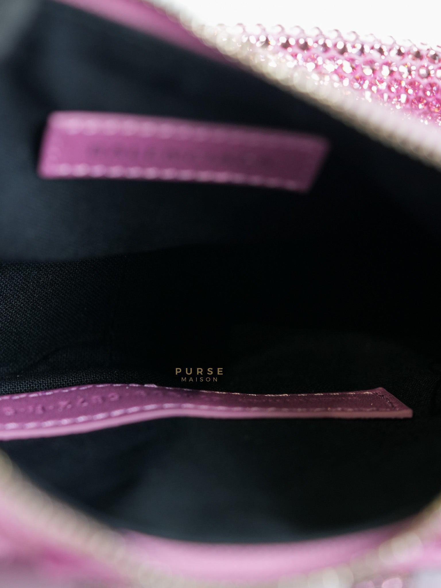 Le Cagole in Pink Diamond Stud Suede Leather | Purse Maison Luxury Bags Shop