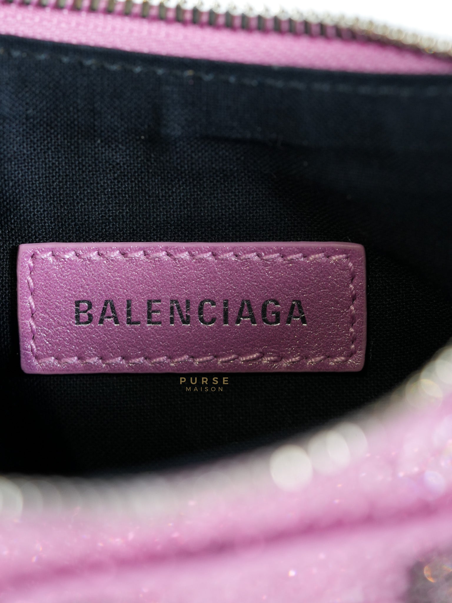 Le Cagole in Pink Diamond Stud Suede Leather | Purse Maison Luxury Bags Shop