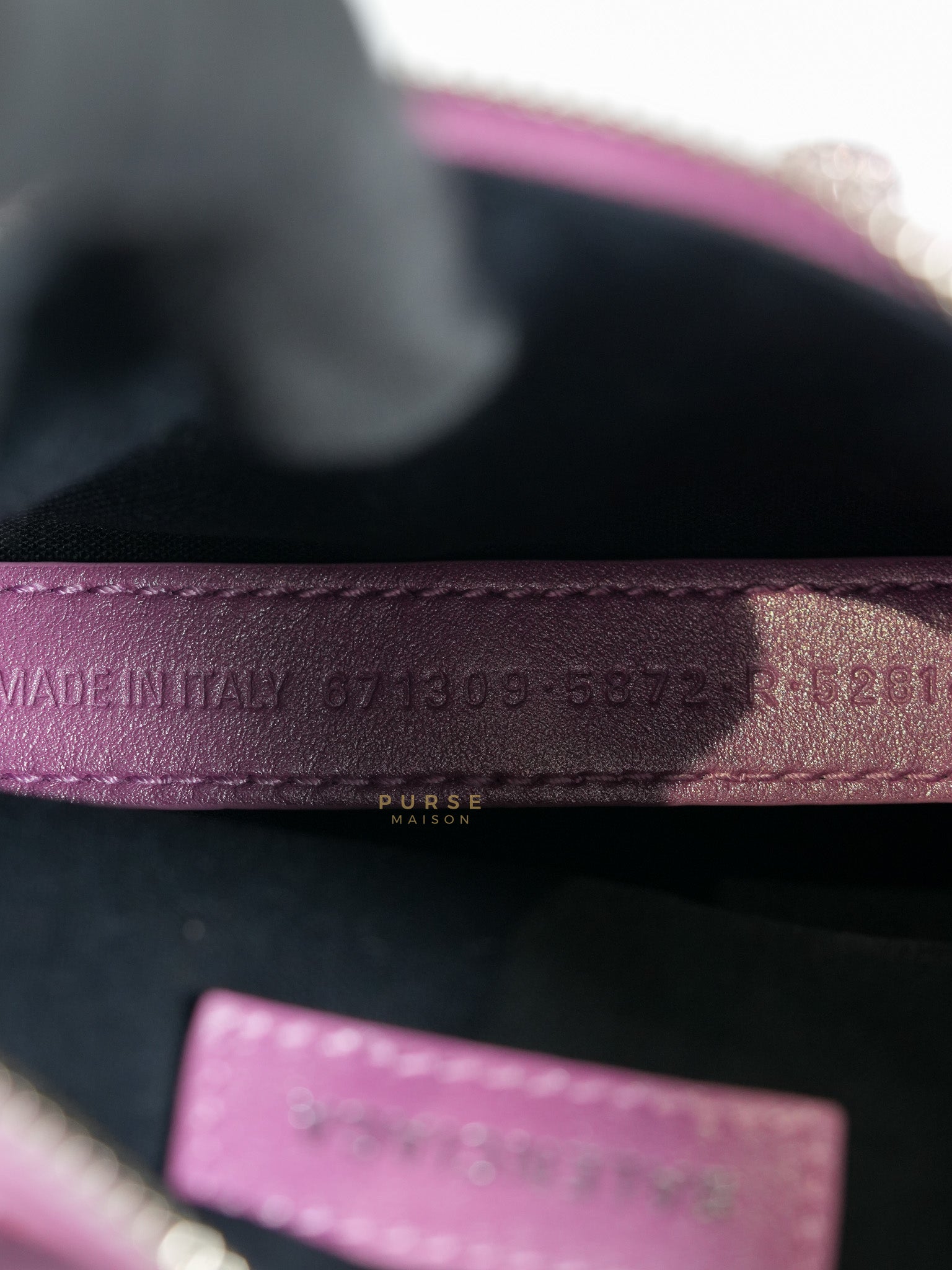 Le Cagole in Pink Diamond Stud Suede Leather | Purse Maison Luxury Bags Shop