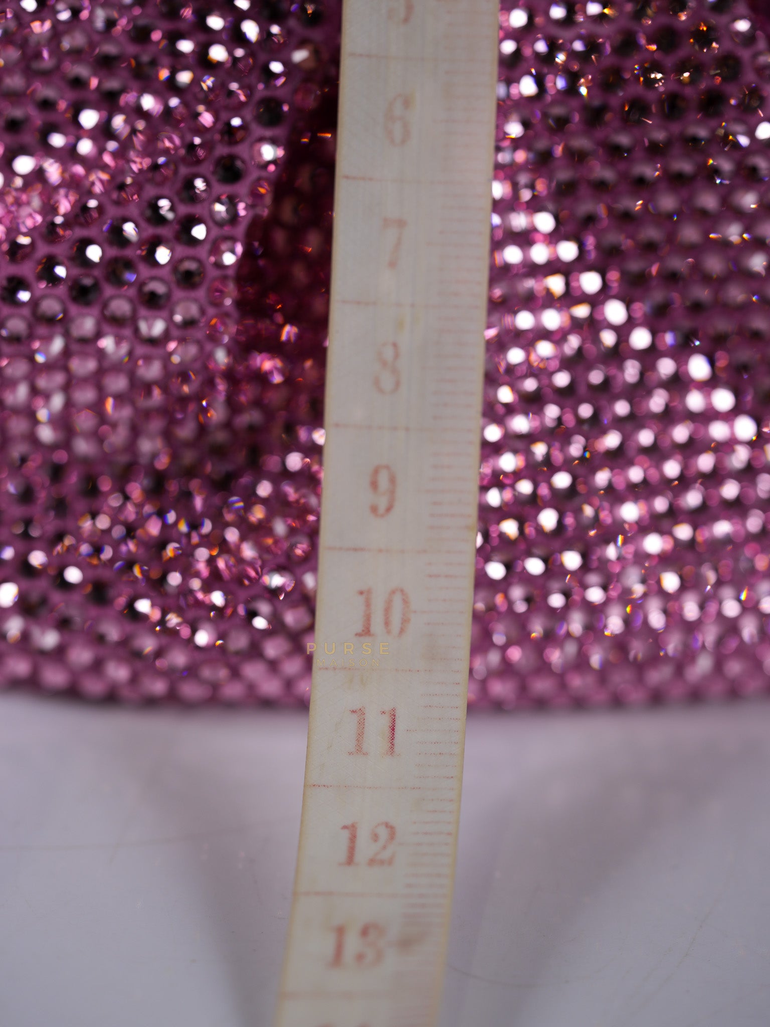 Le Cagole in Pink Diamond Stud Suede Leather | Purse Maison Luxury Bags Shop