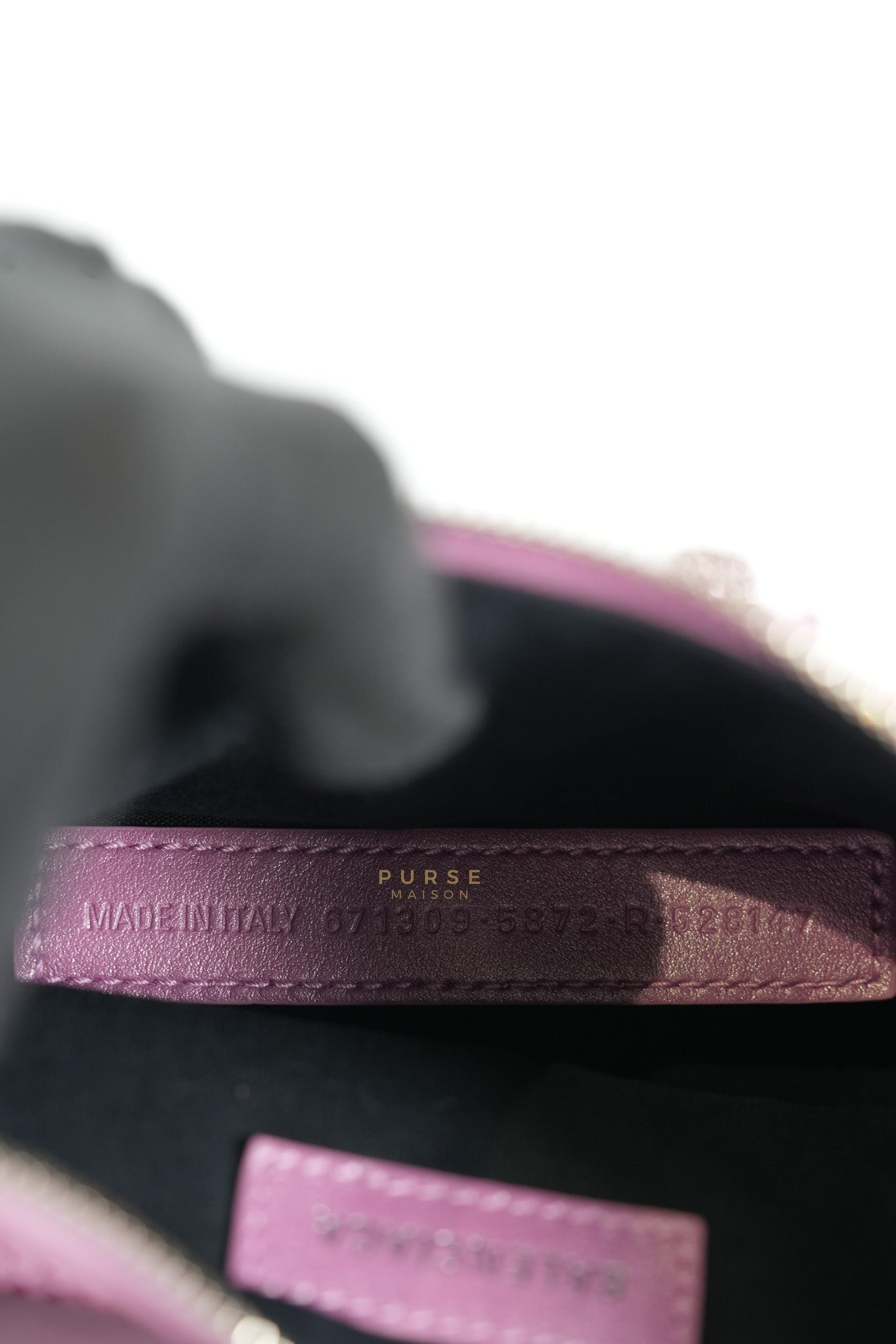 Le Cagole in Pink Diamond Stud Suede Leather | Purse Maison Luxury Bags Shop