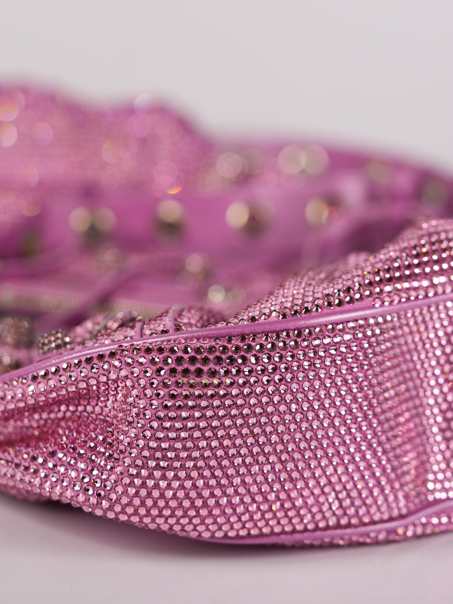 Le Cagole in Pink Diamond Stud Suede Leather | Purse Maison Luxury Bags Shop