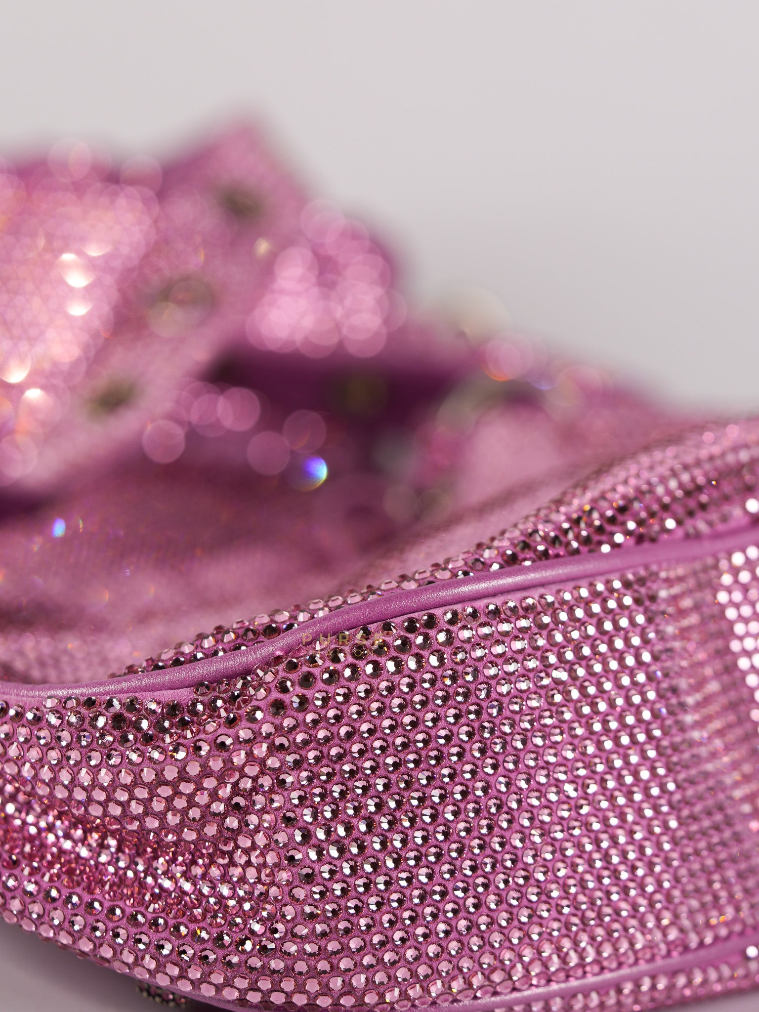 Le Cagole in Pink Diamond Stud Suede Leather | Purse Maison Luxury Bags Shop