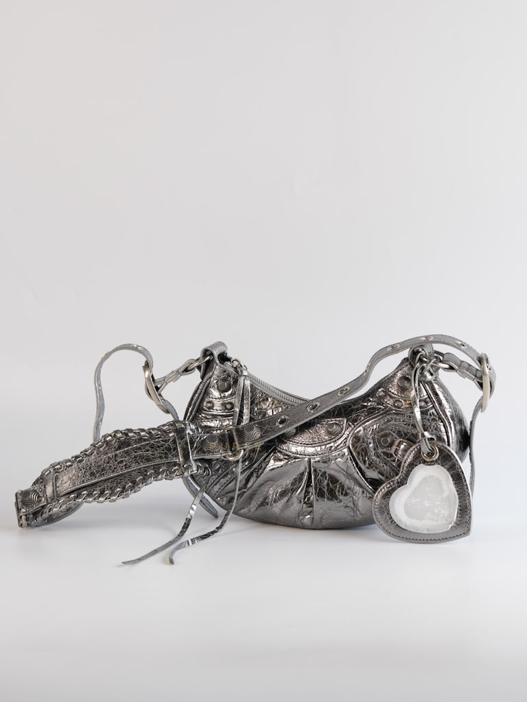 Le Cagole Mini Metalic Silver Shoulder Bag | Purse Maison Luxury Bags Shop