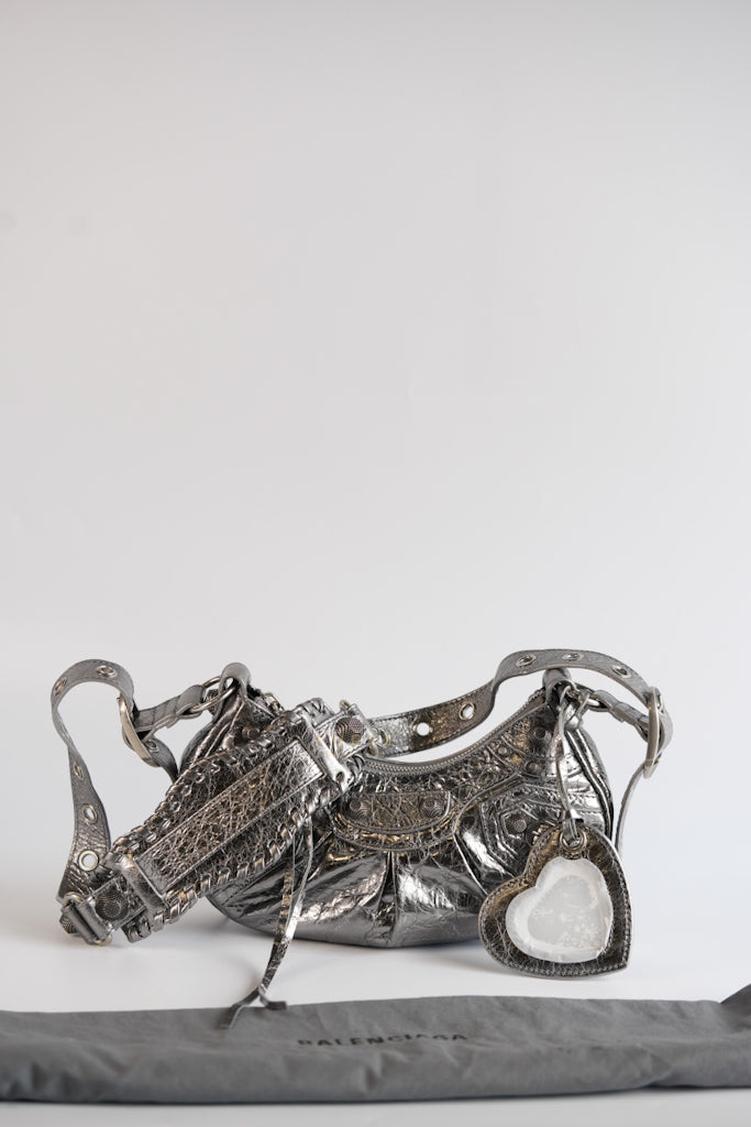 Le Cagole Mini Metalic Silver Shoulder Bag | Purse Maison Luxury Bags Shop